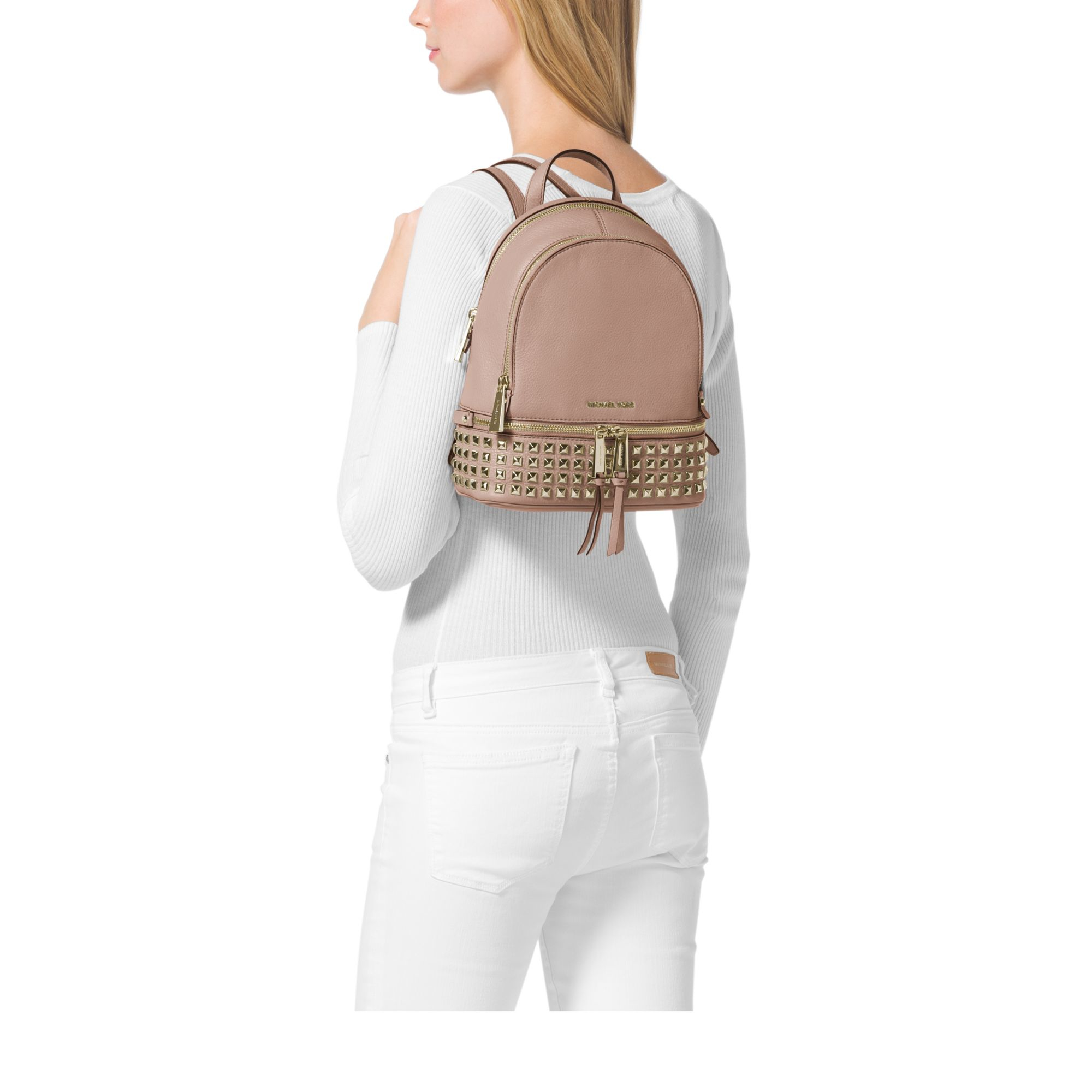 Michael kors deals hamilton backpack white