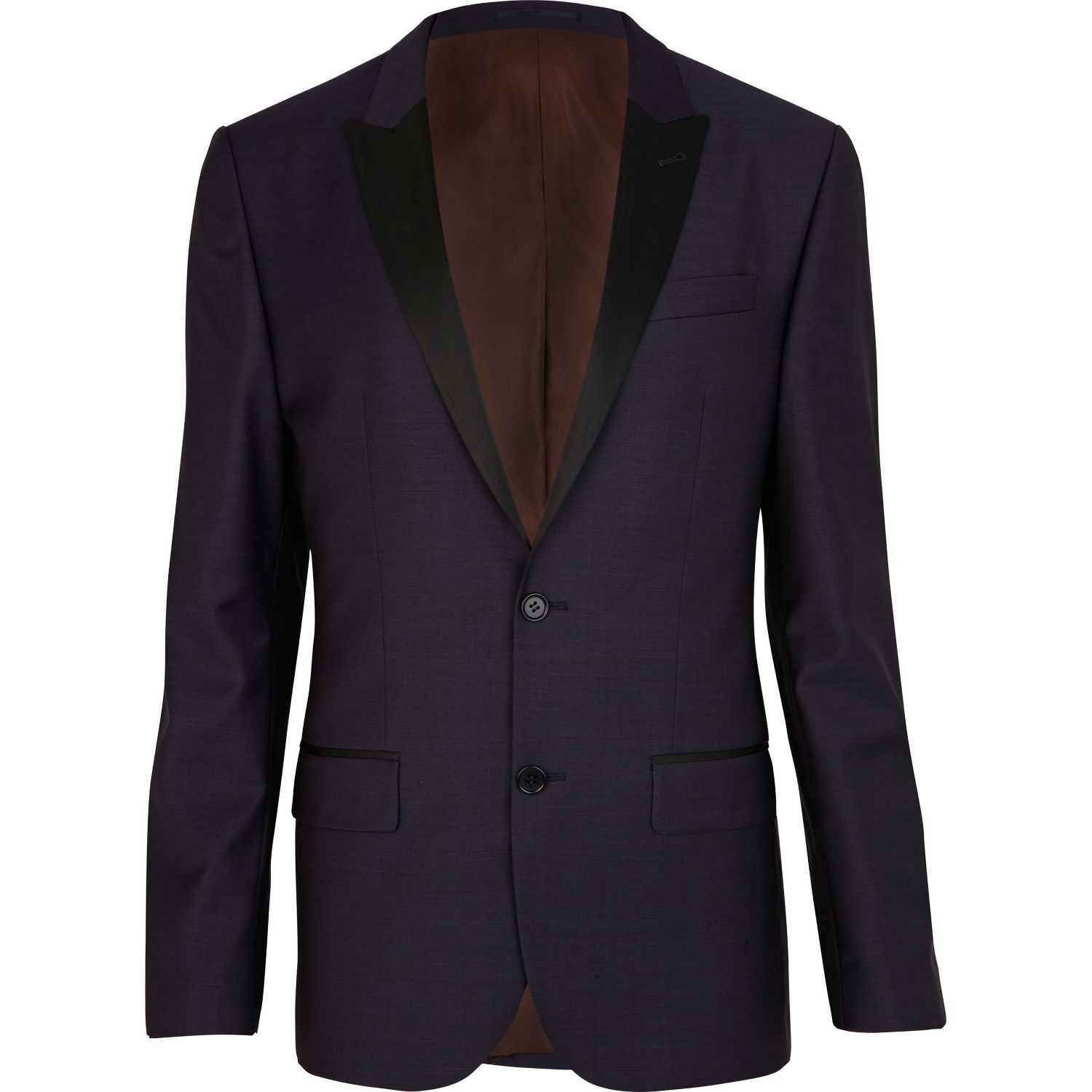 River Island Purple Contrast Lapel Slim Fit Suit Jacket in Purple for ...