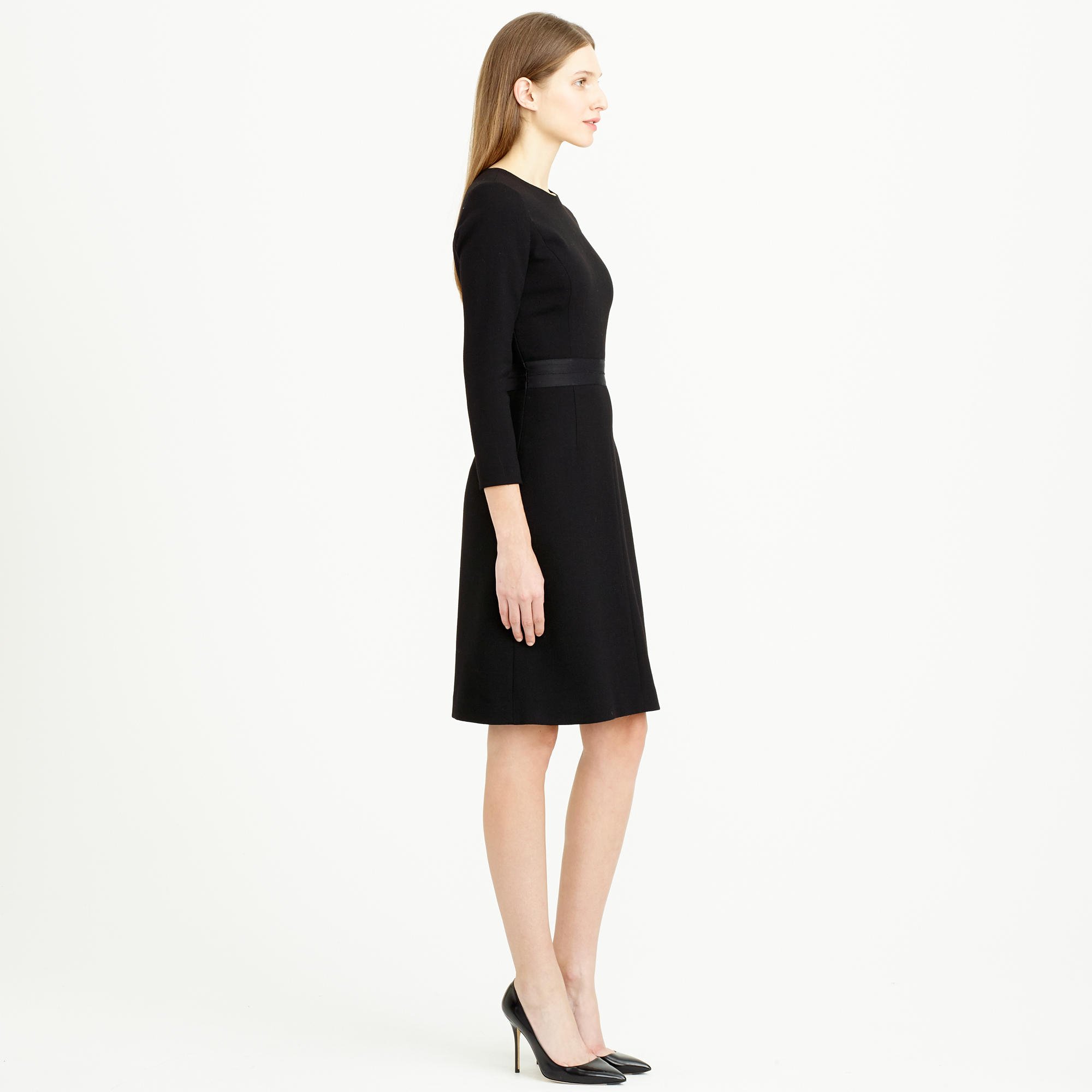 black wool crepe dress