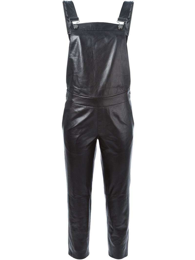 Lyst Drome Leather Dungarees in Black