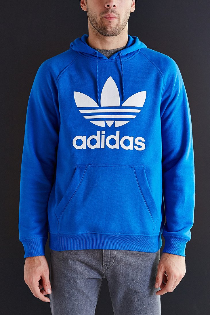 Lyst - Adidas Originals Raglan Trefoil Pullover Hooded Sweatshirt in