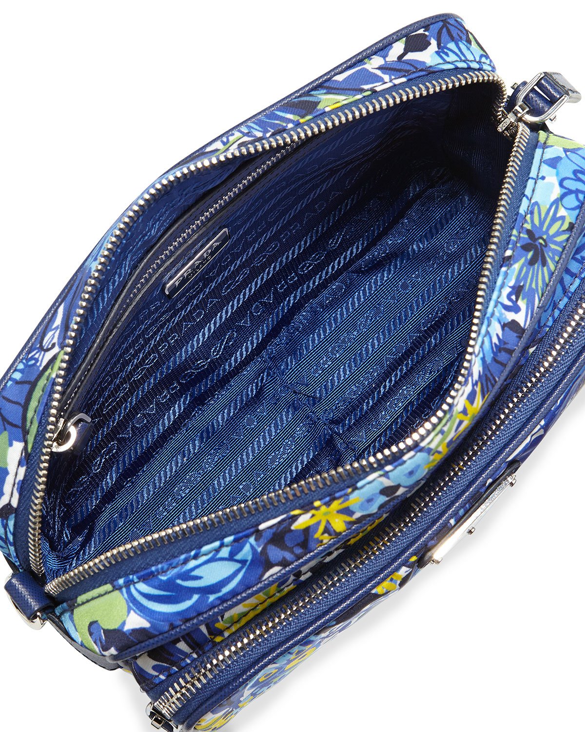 Prada Tessuto Printed Crossbody Bag in Blue (BLUE FLORAL) | Lyst