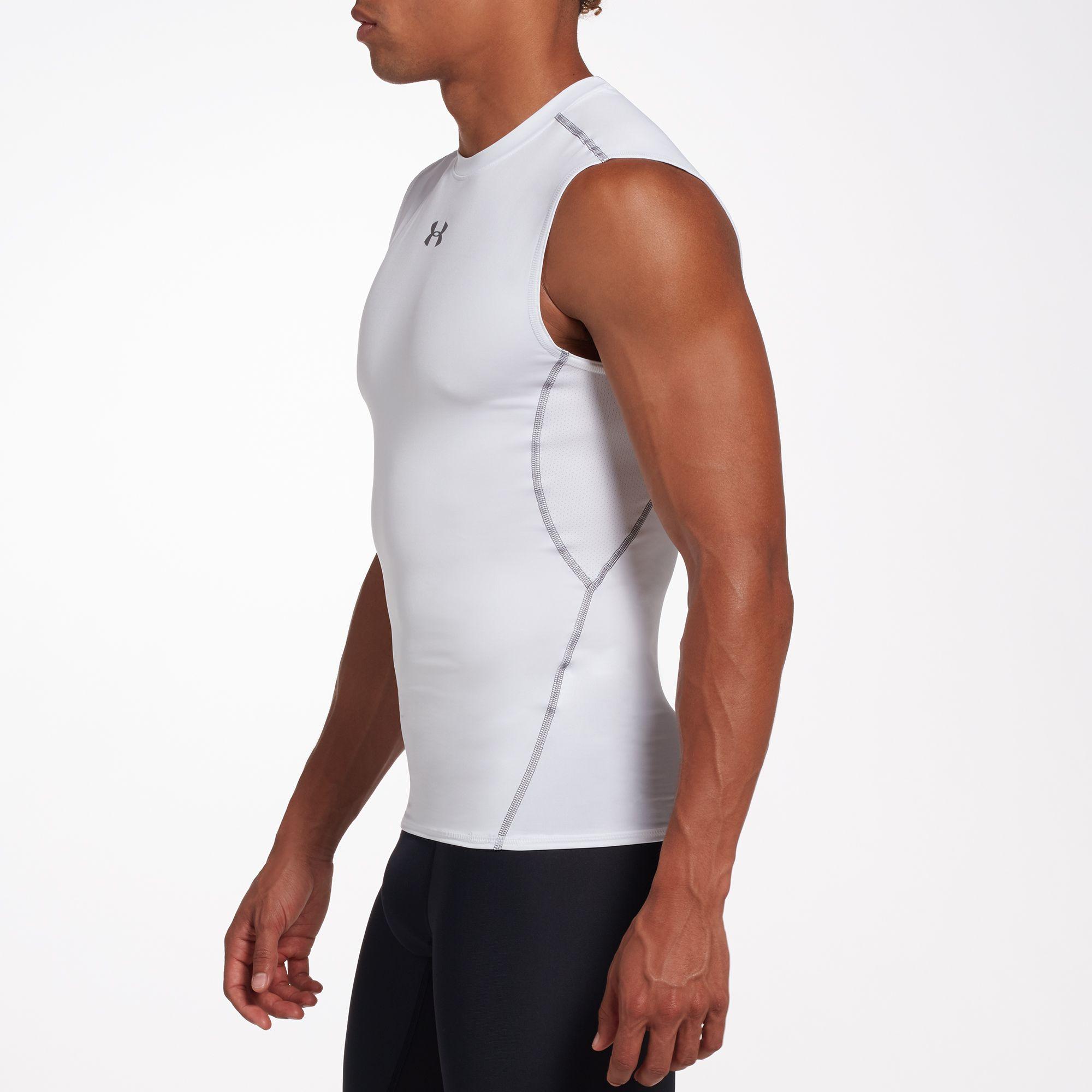 Under Armour Heatgear Armour Sleeveless Shirt in White/Graphite (White ...