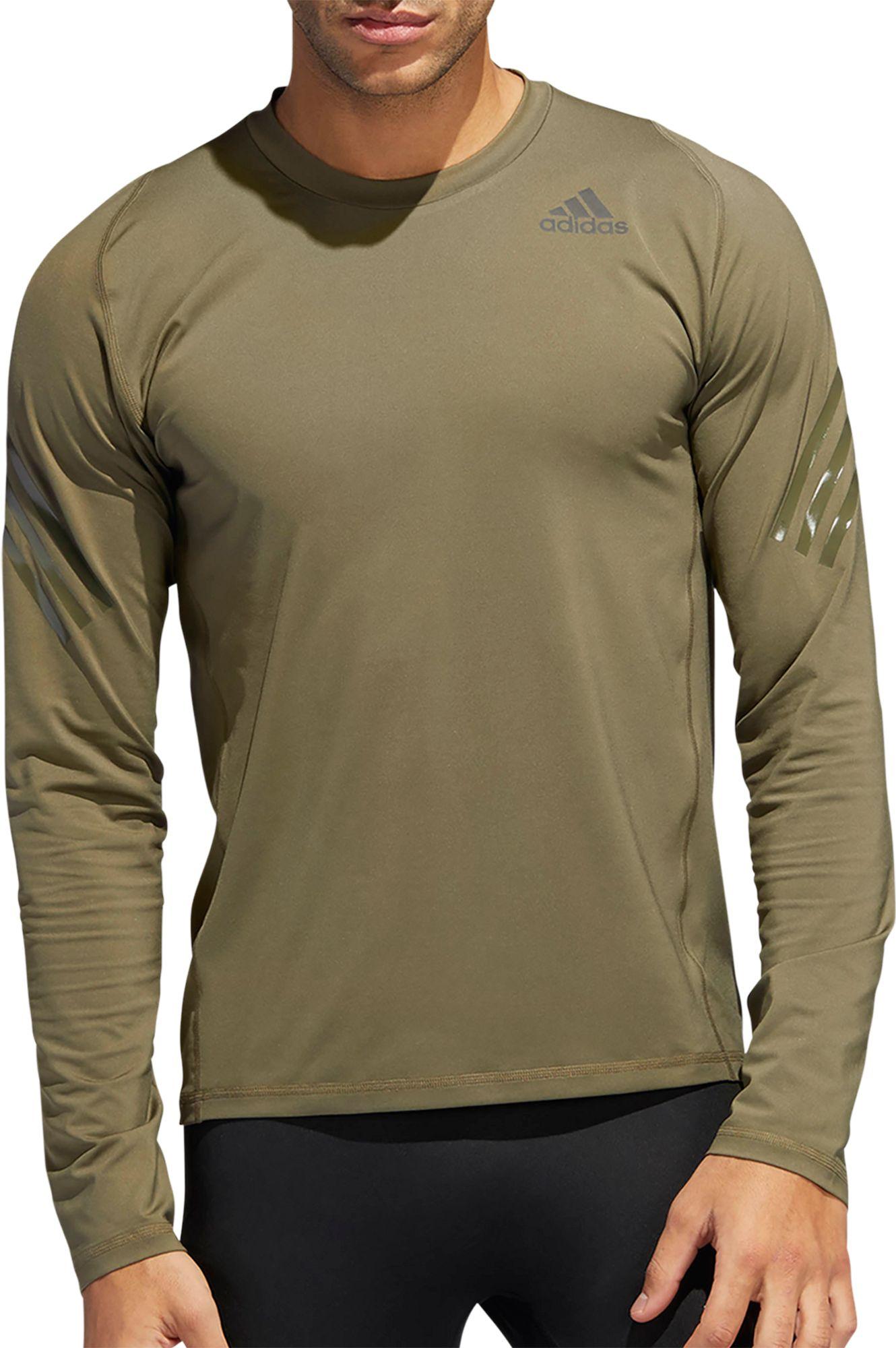 adidas Alphaskin 3-stripes Long Sleeve Shirt in Green for Men - Lyst