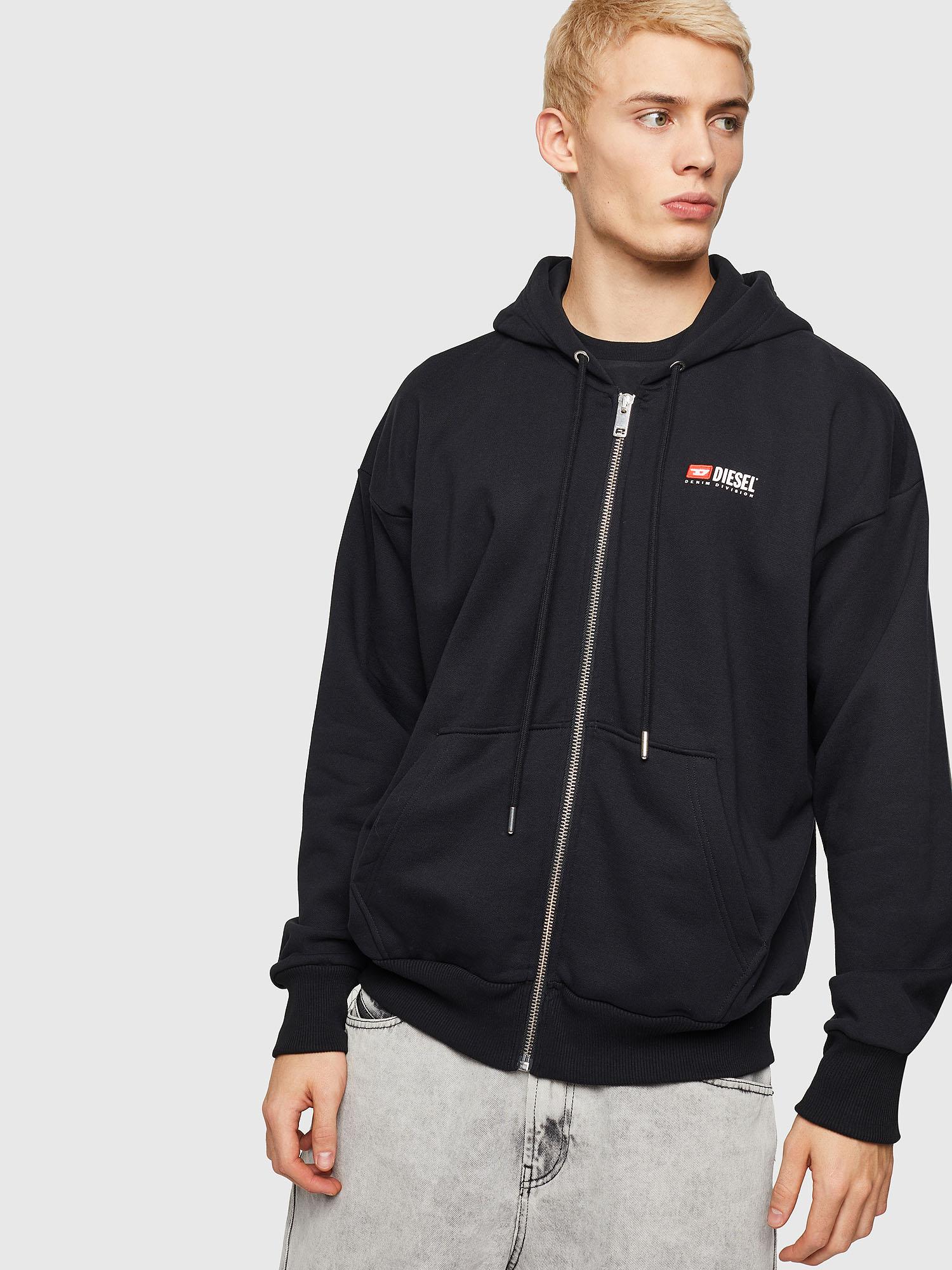 DIESEL S-alby-zip-div Cotton-fleece Zip-up Hoodie With Logo in Black ...