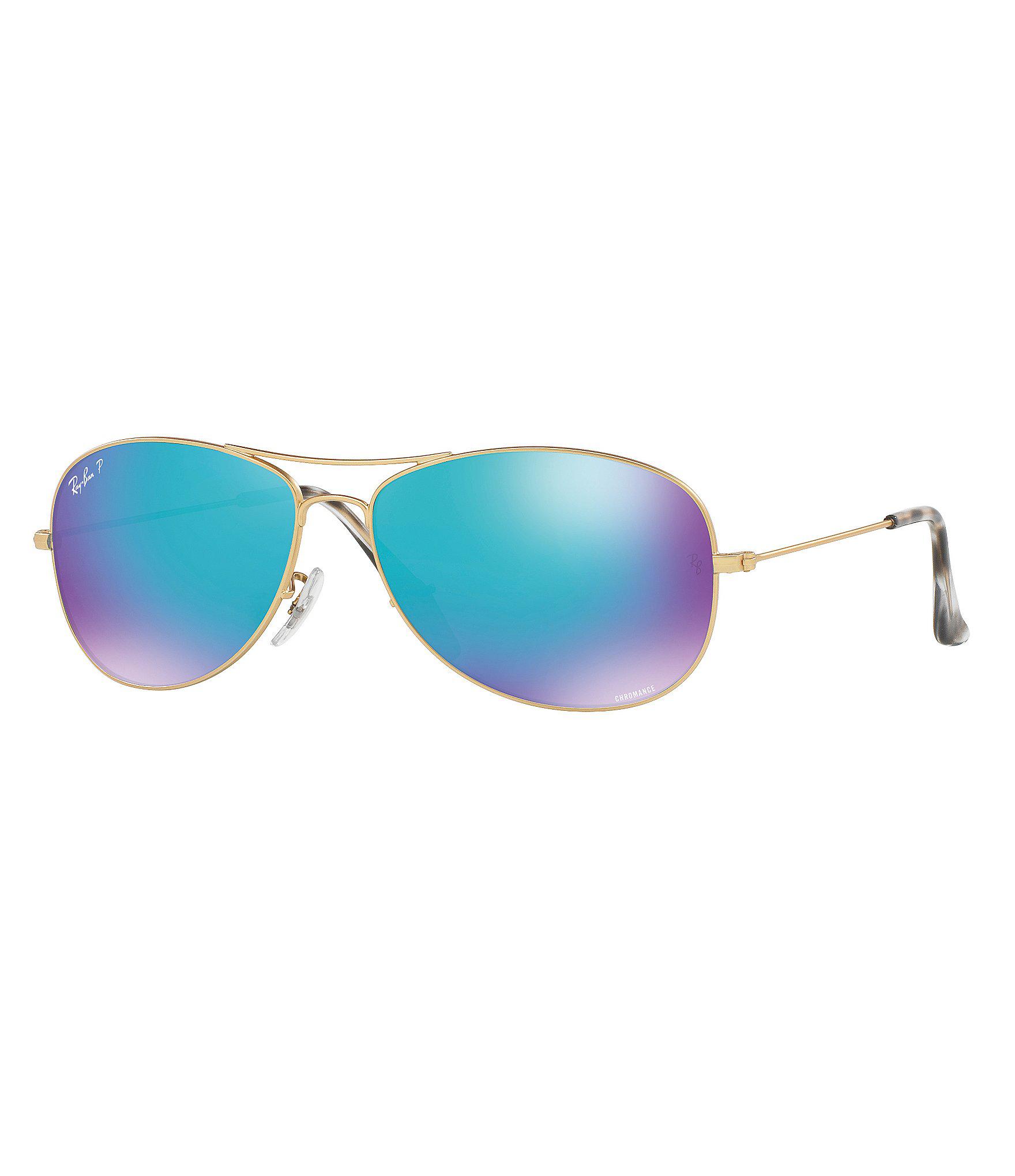 Lyst - Ray-Ban Chromance Polarized Mirrored Aviator Sunglasses in Blue ...