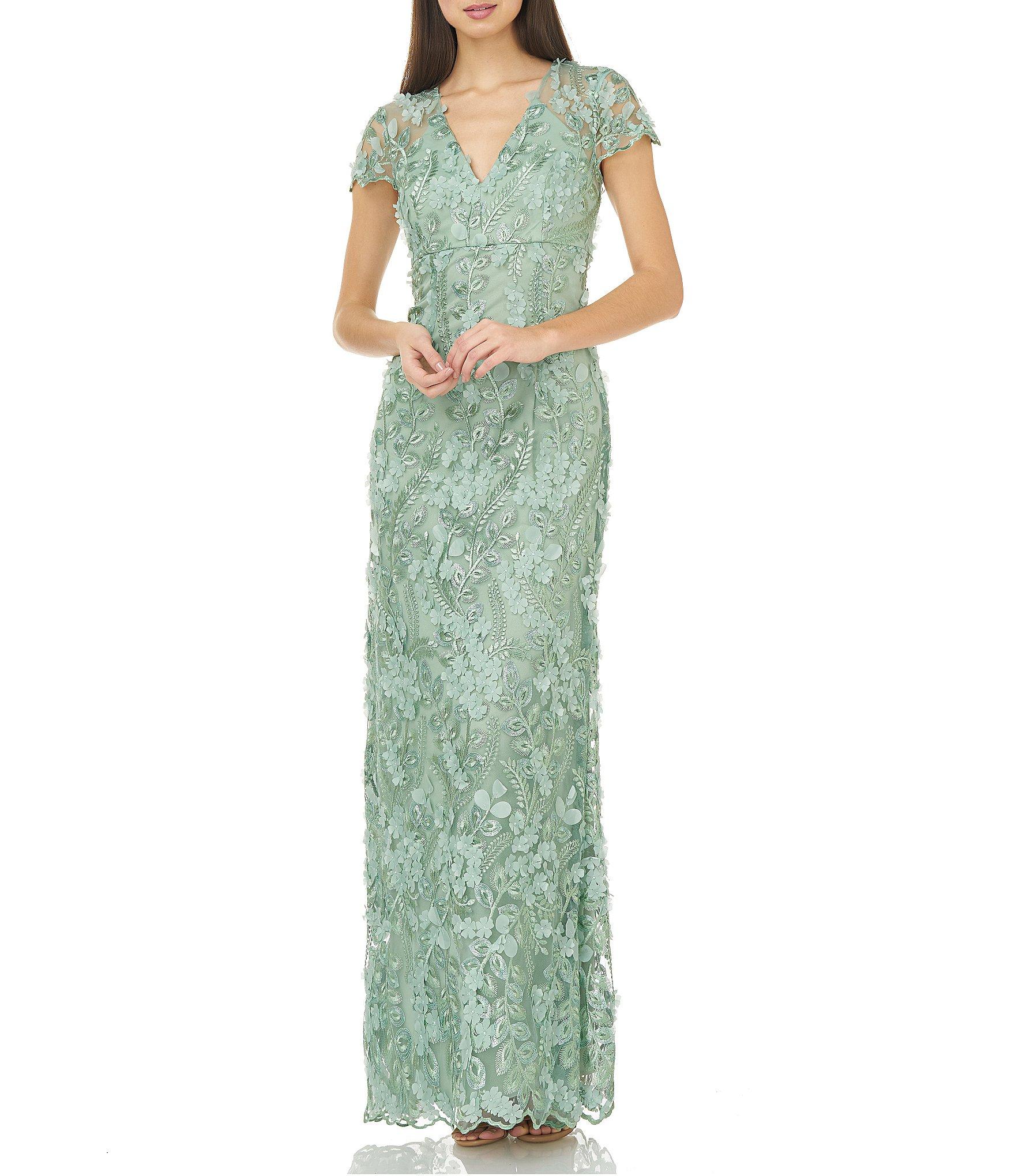 carmen marc valvo green dress