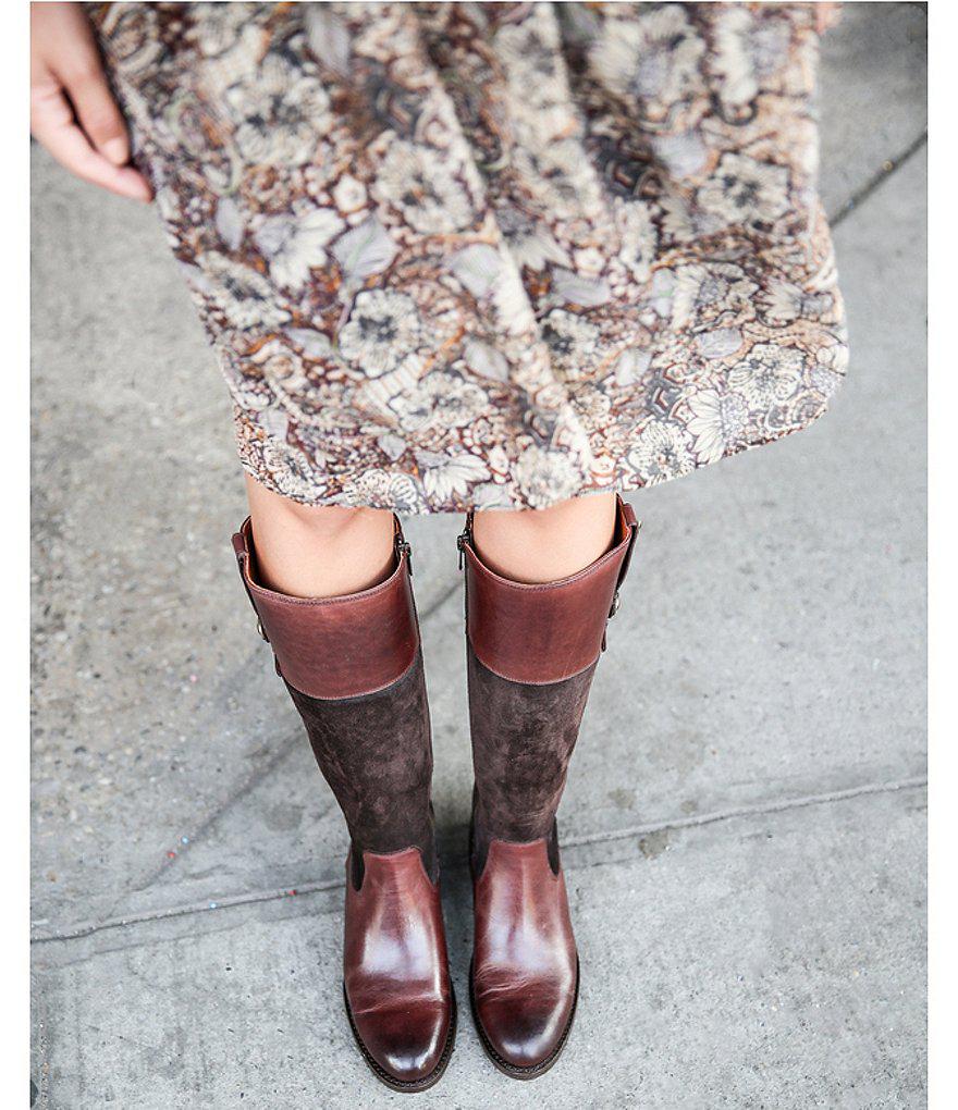 frye jayden button tall leather & suede boot