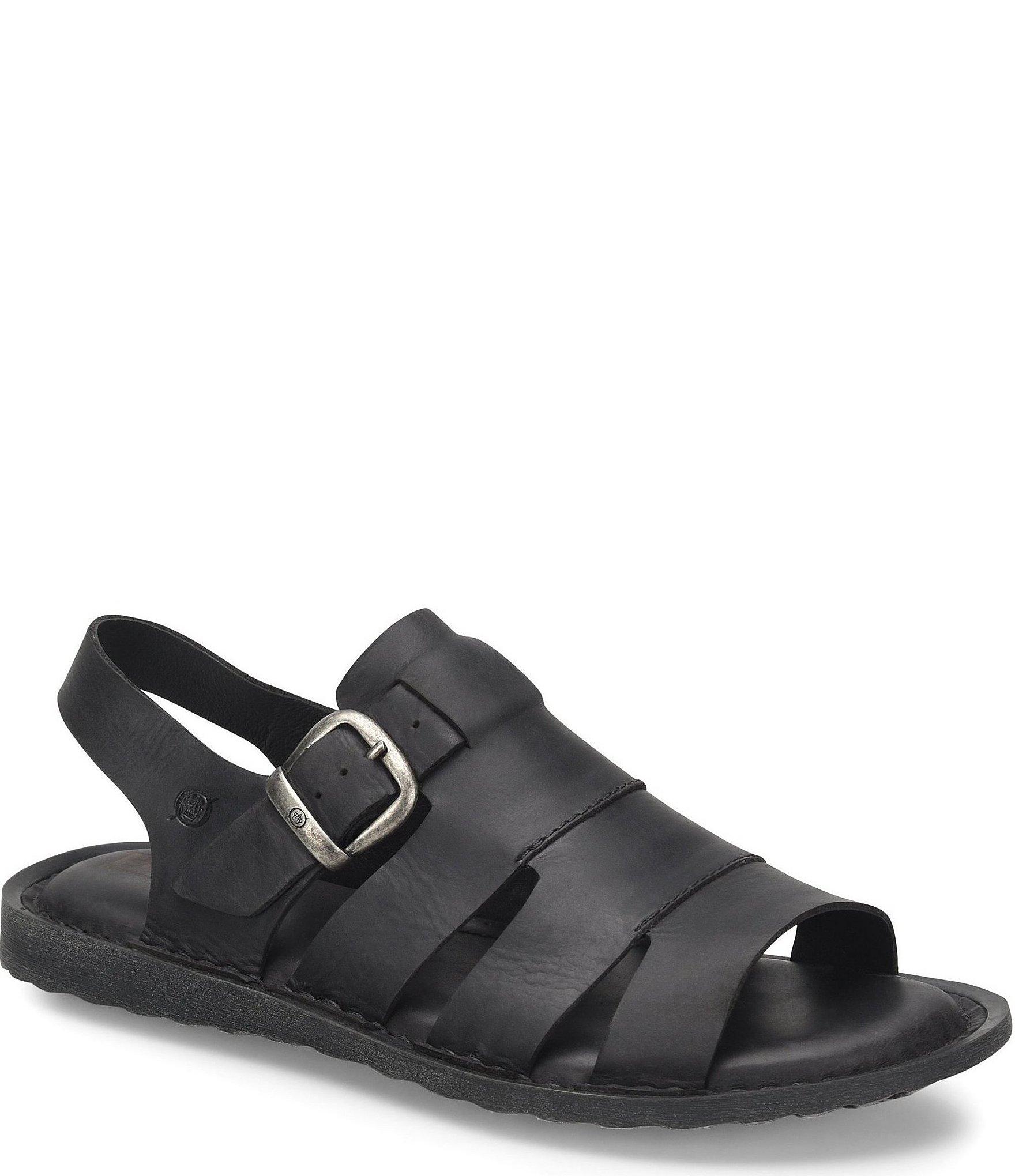 Born Men's Leather Bridger Open Toe Fisherman Sandal in Black for Men