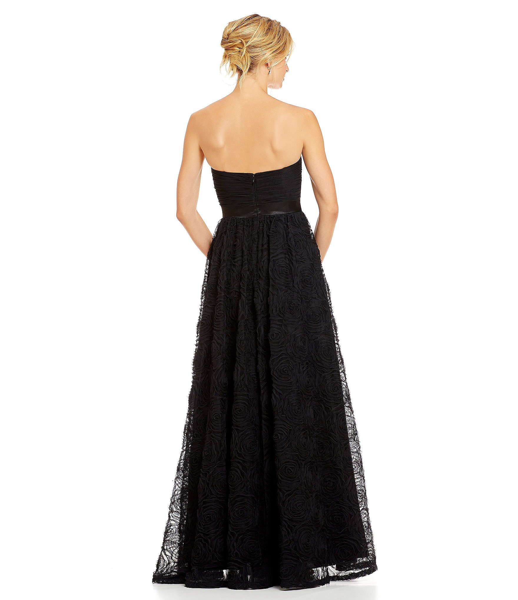Adrianna papell Strapless Infinity Tulle Gown in Black | Lyst