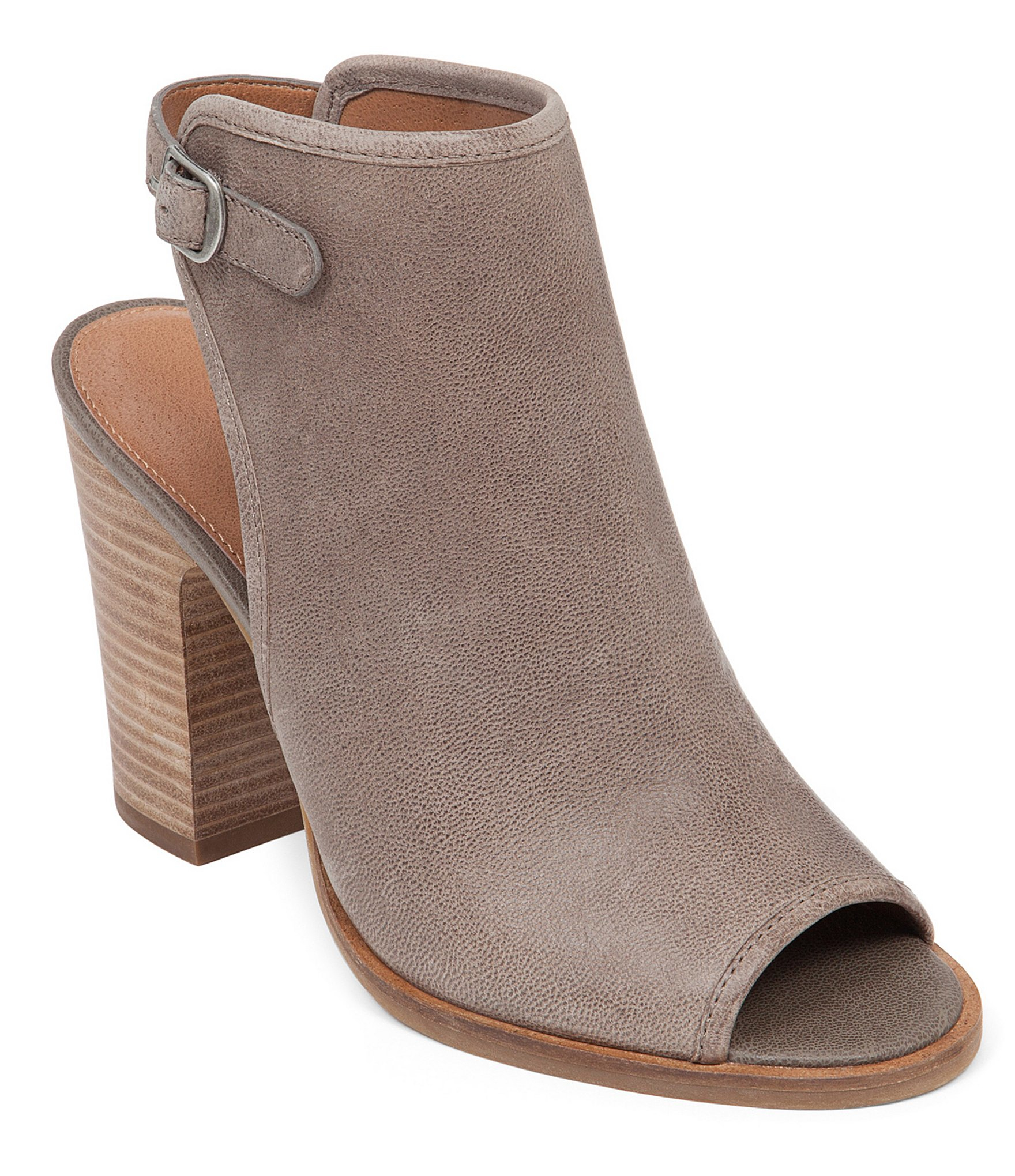 Lucky brand Lisza Leather Peep-toe Back Strap Block Heel Shooties in ...