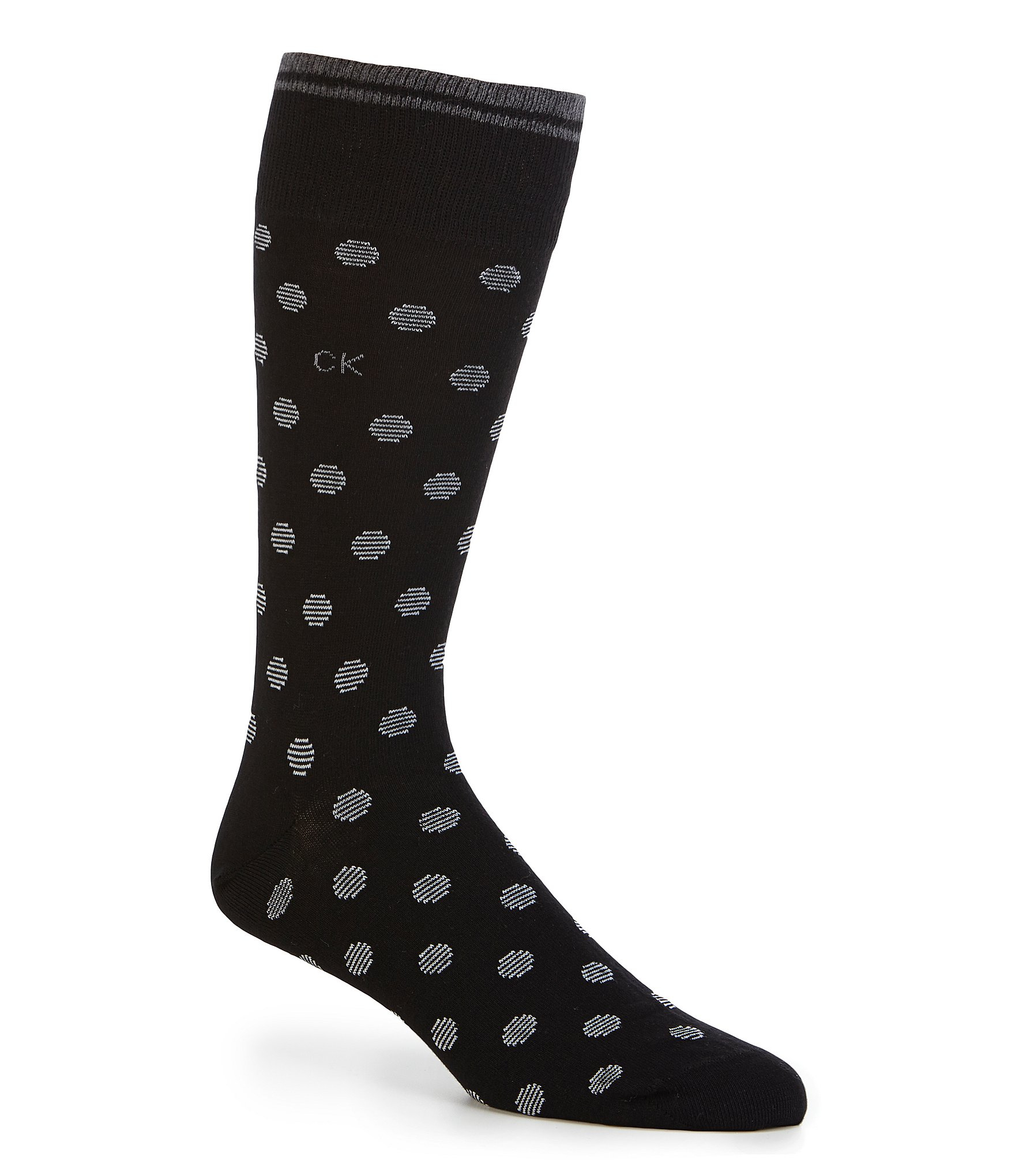 Calvin klein Striped Dot Crew Dress Socks in Black for Men | Lyst