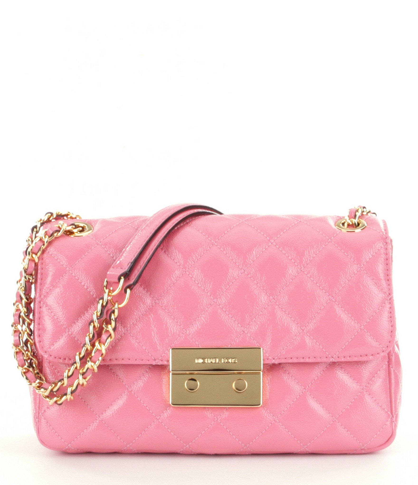 MICHAEL Michael Kors Sloan Quilted Patent Leather Chain-strap Large Shoulder Bag in Pink - Lyst