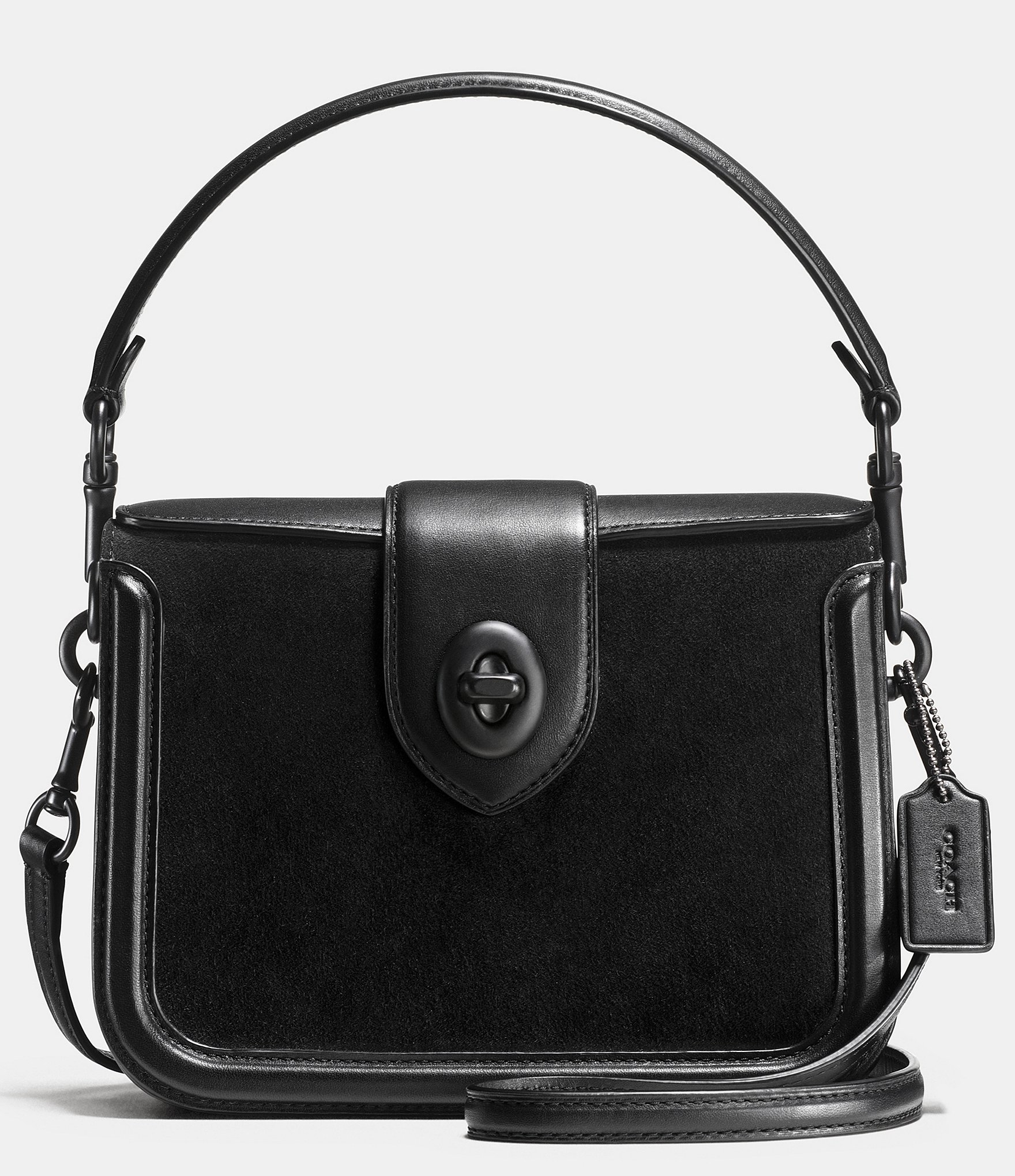 Lyst - COACH Page Top Handle Crossbody In Mixed Leather in Black