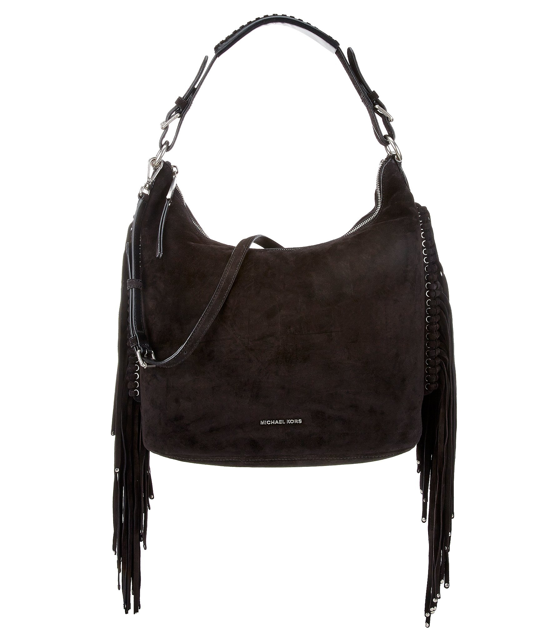 Lyst Michael Kors Billy Large Fringed Hobo Bag In Black Gallery