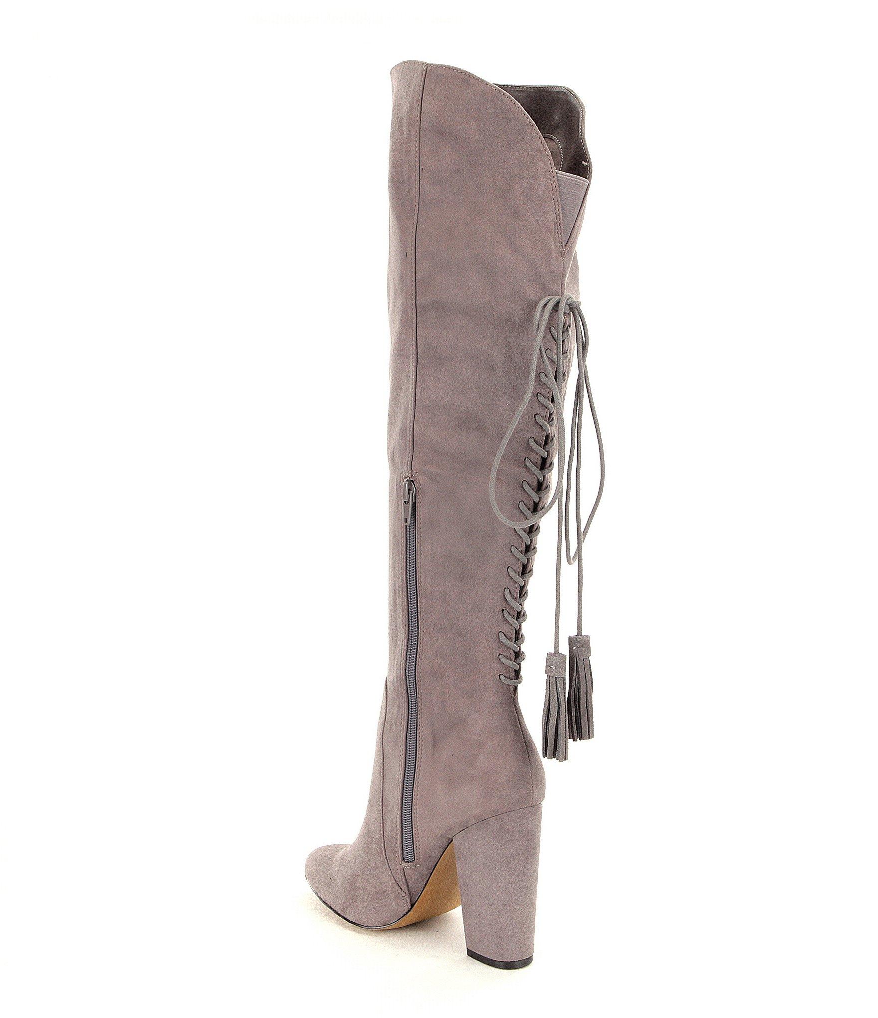 betsey johnson boots betsey johnson sasey the knee boots in gray lyst betsey johnson boots betsey johnson sasey the knee boots in gray lyst