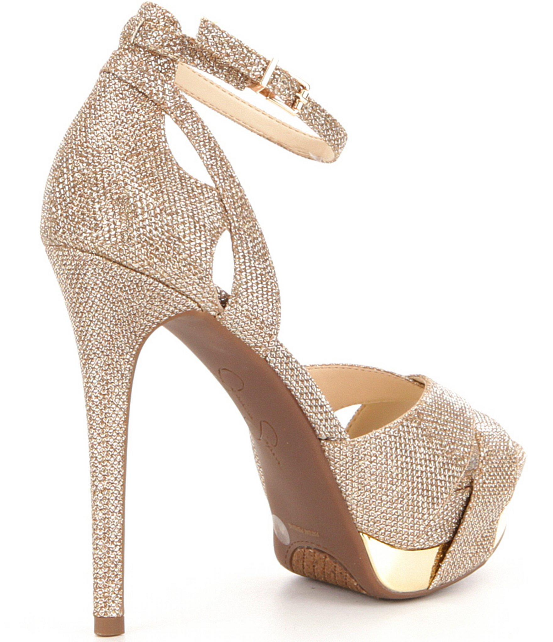 Lyst - Jessica simpson Wendah Metallic Glitter Platform Dress Sandals ...