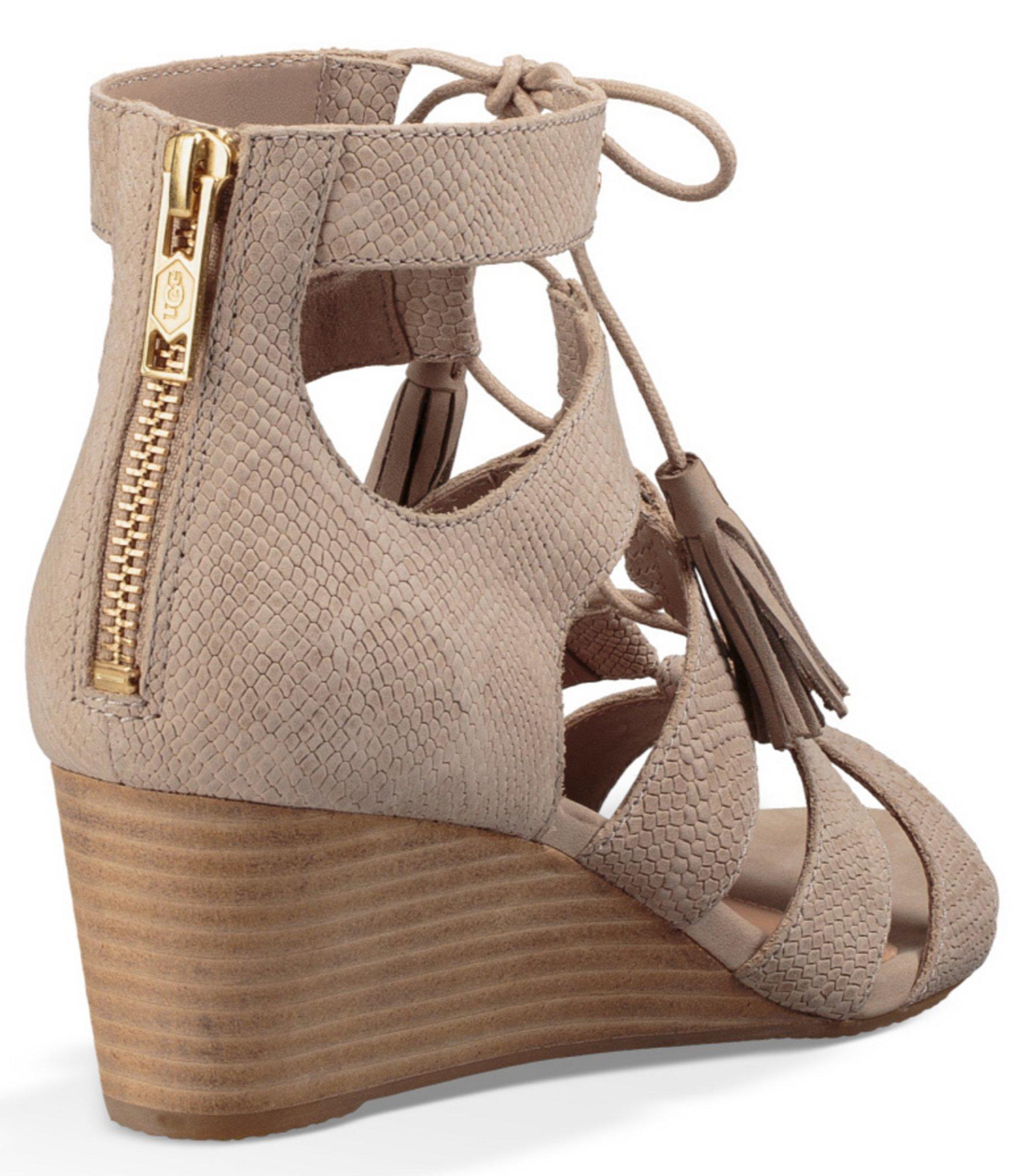 Lyst Ugg   Yasmin Snake embossed Ghillie Wedge  Sandals  