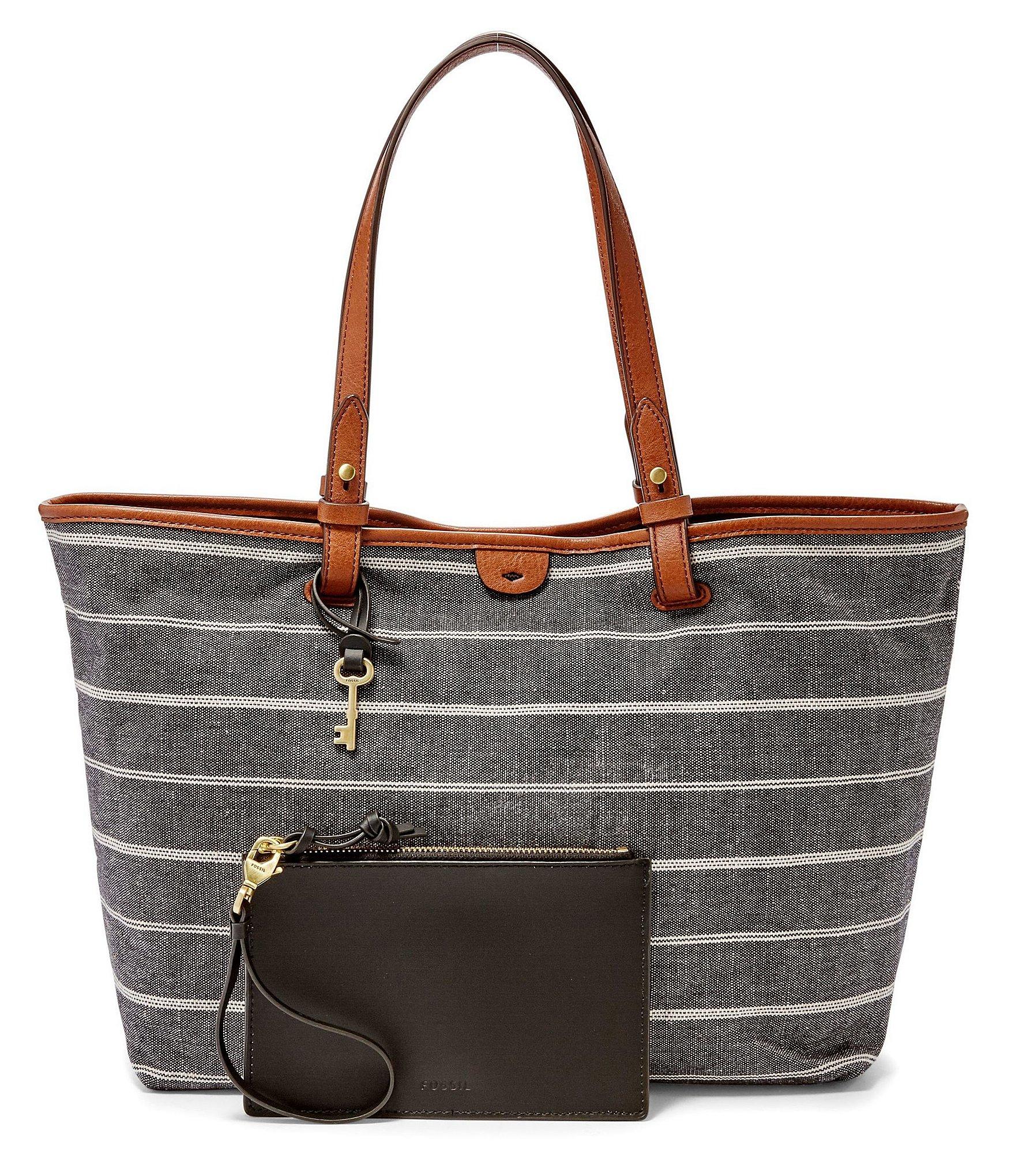 fossil striped handbag