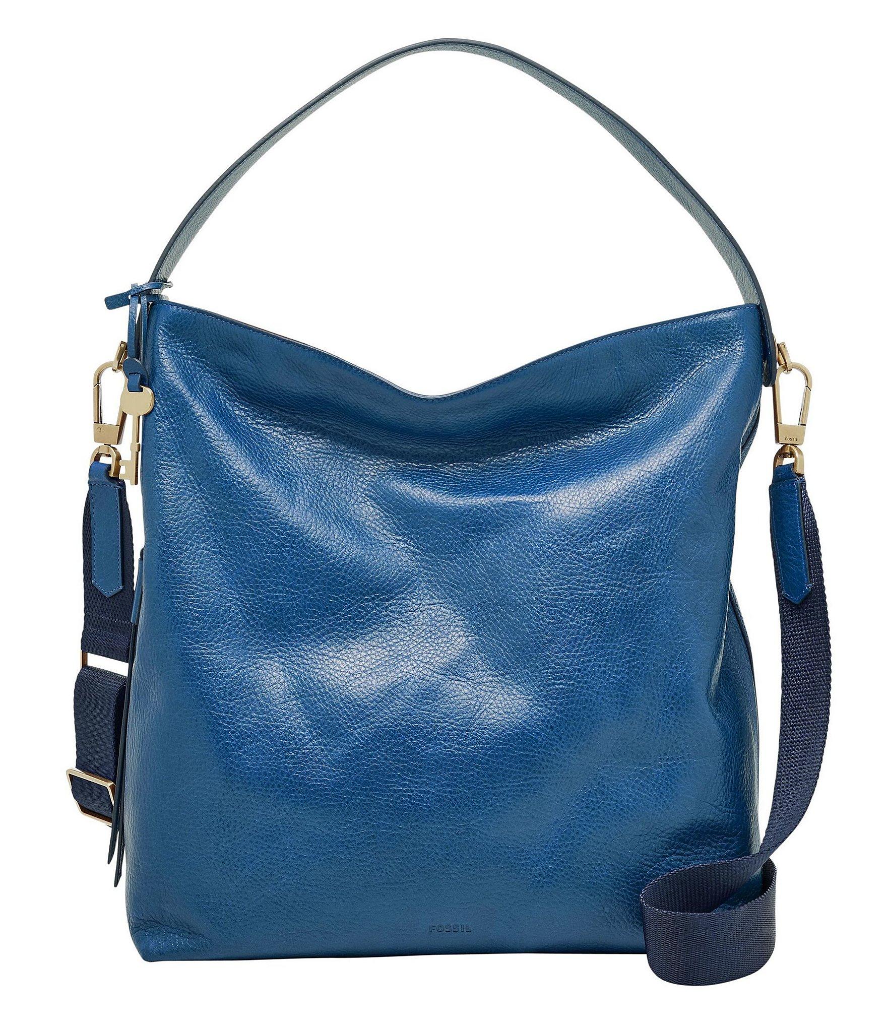 fossil blue leather handbags