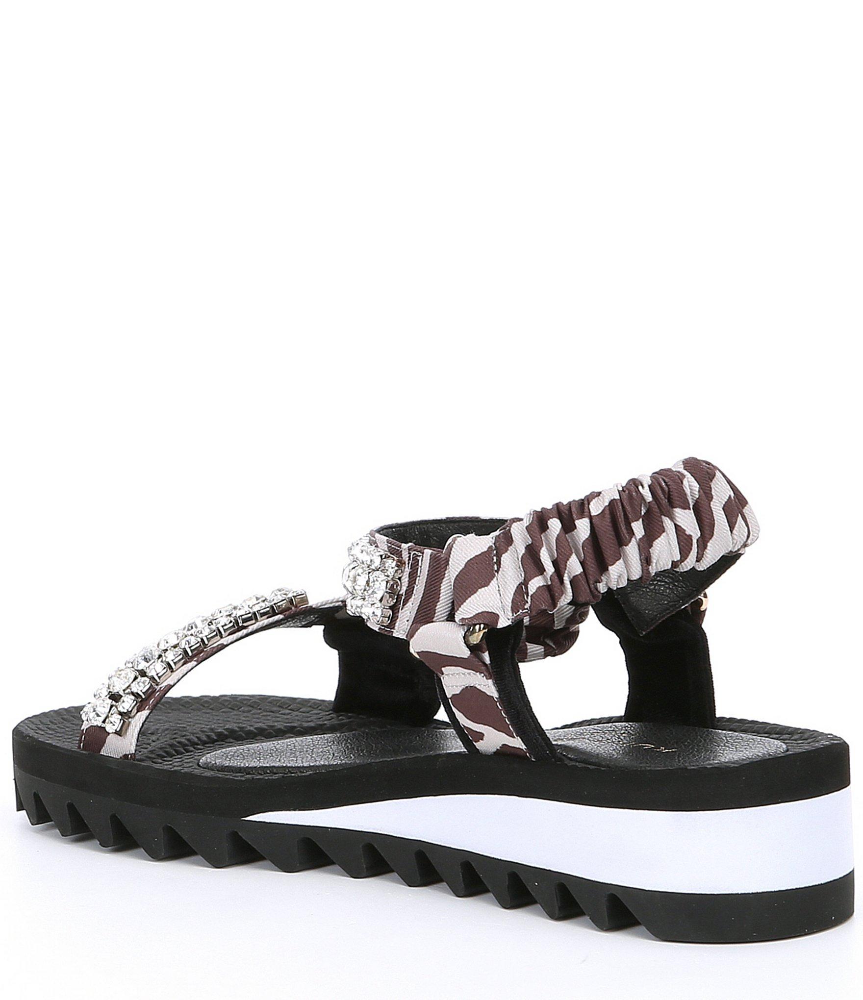 Kurt Geiger Orion Zebra Print Jeweled Sandals in Gray - Save 20% - Lyst