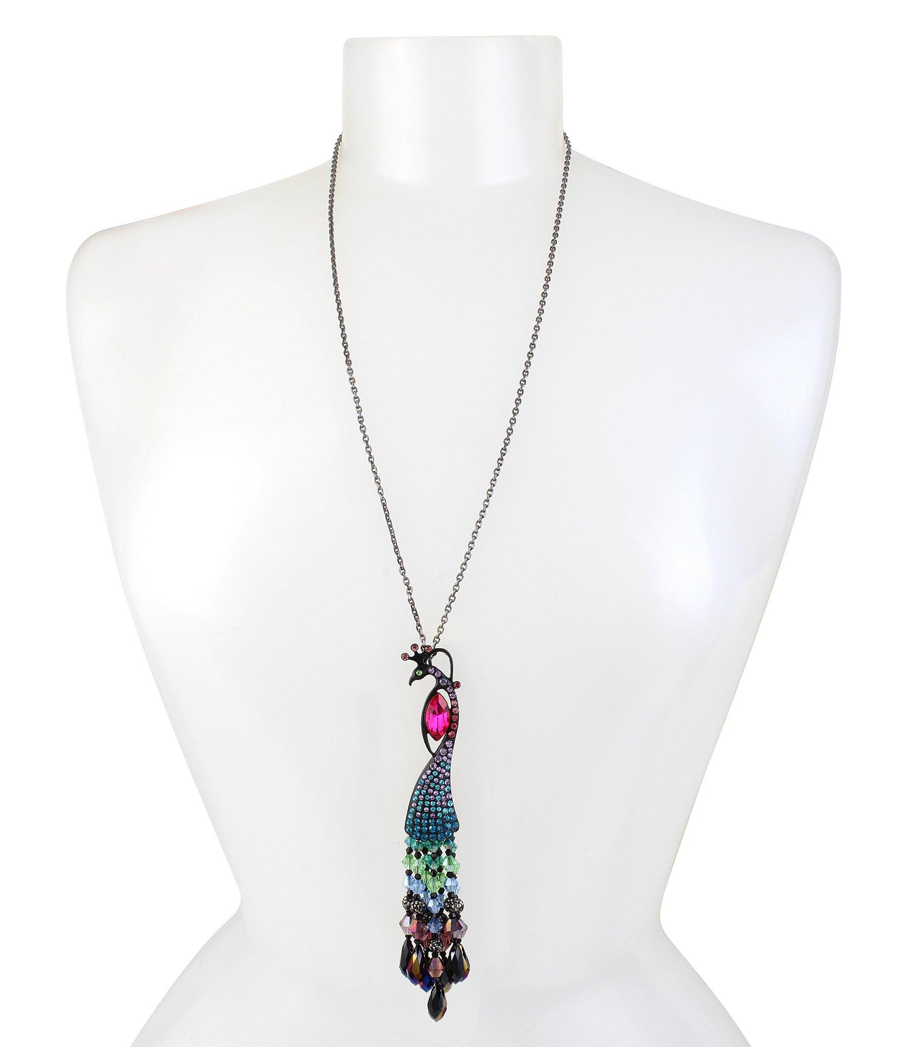 Lyst - Betsey Johnson Peacock Pendant Long Necklace