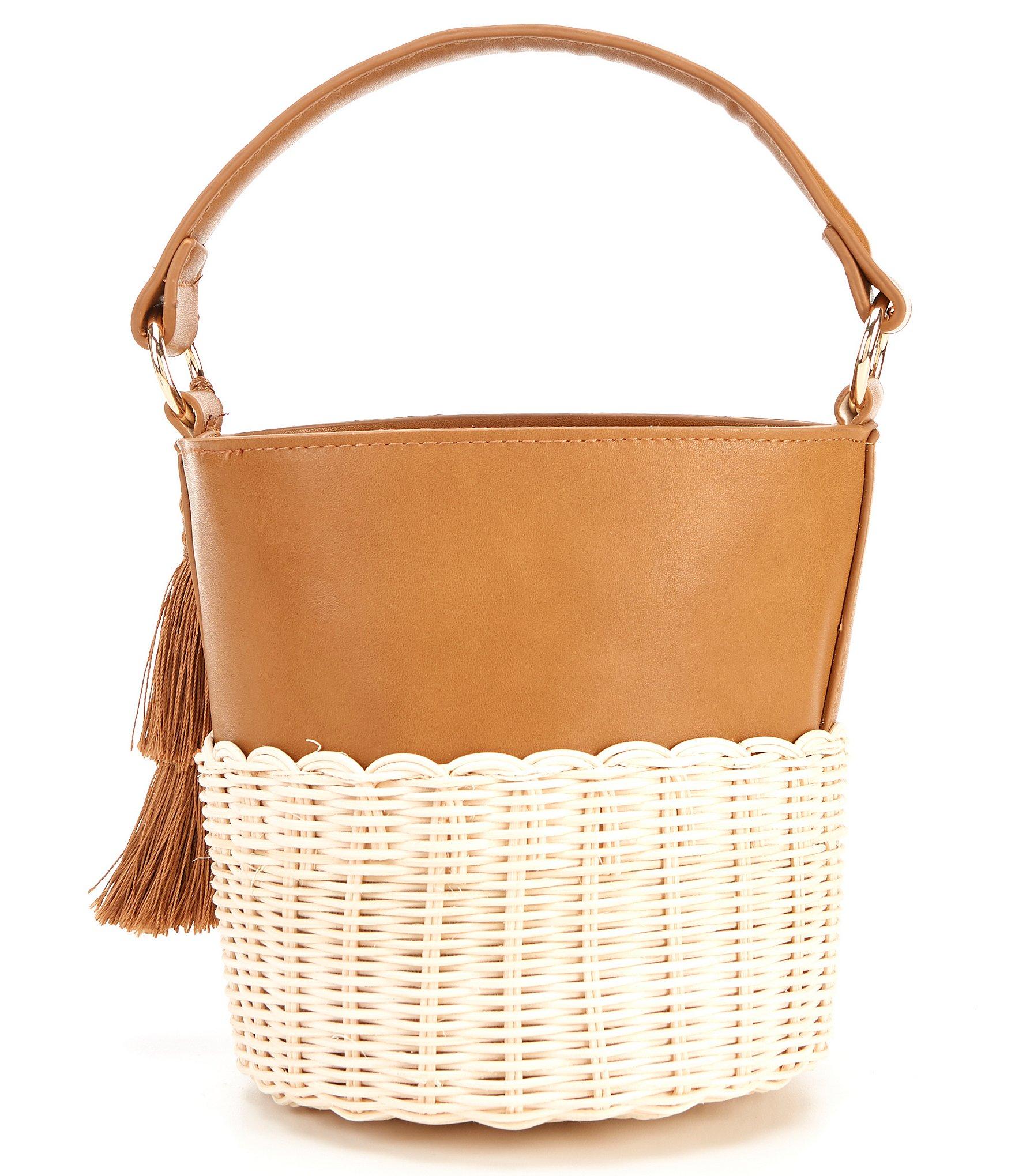 ALDO Aceille Straw Top Handle Bucket Bag in Brown - Lyst