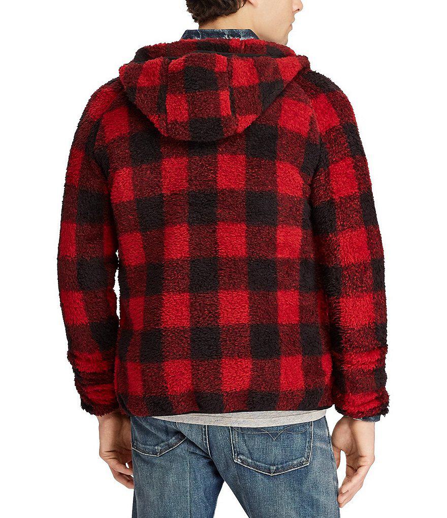 Lyst Polo Ralph Lauren Buffalo Plaid Full Zip Fleece Hoodie In Red For Men 9033