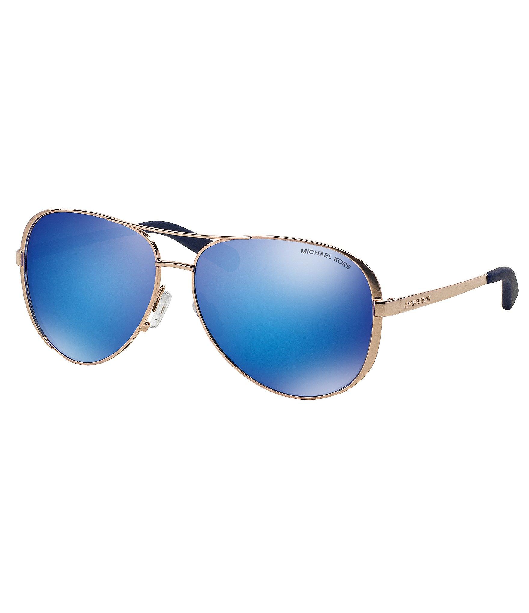 Lyst Michael Kors Chelsea Flash Mirror Metal Aviator Sunglasses In Blue