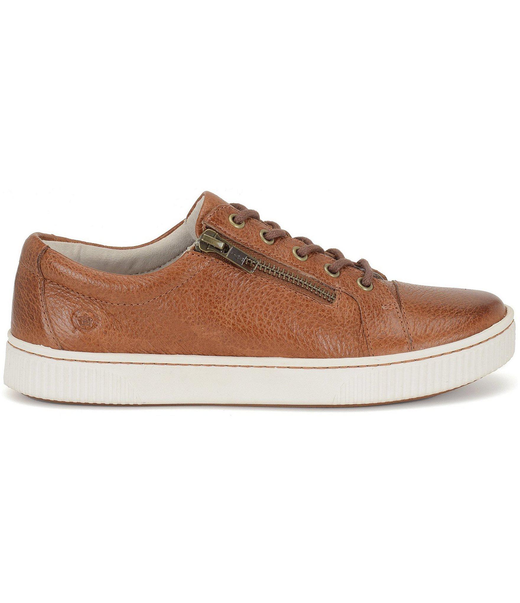 Born Tamara Casual Zip Leather Sneakers in Cognac (Brown Born Tamara Casual Zip Leather Sneakers in Cognac (Brown