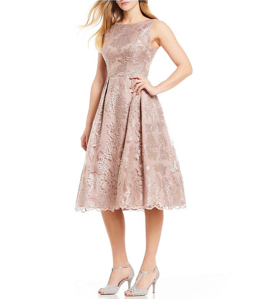 Metallic Tea Length Dress