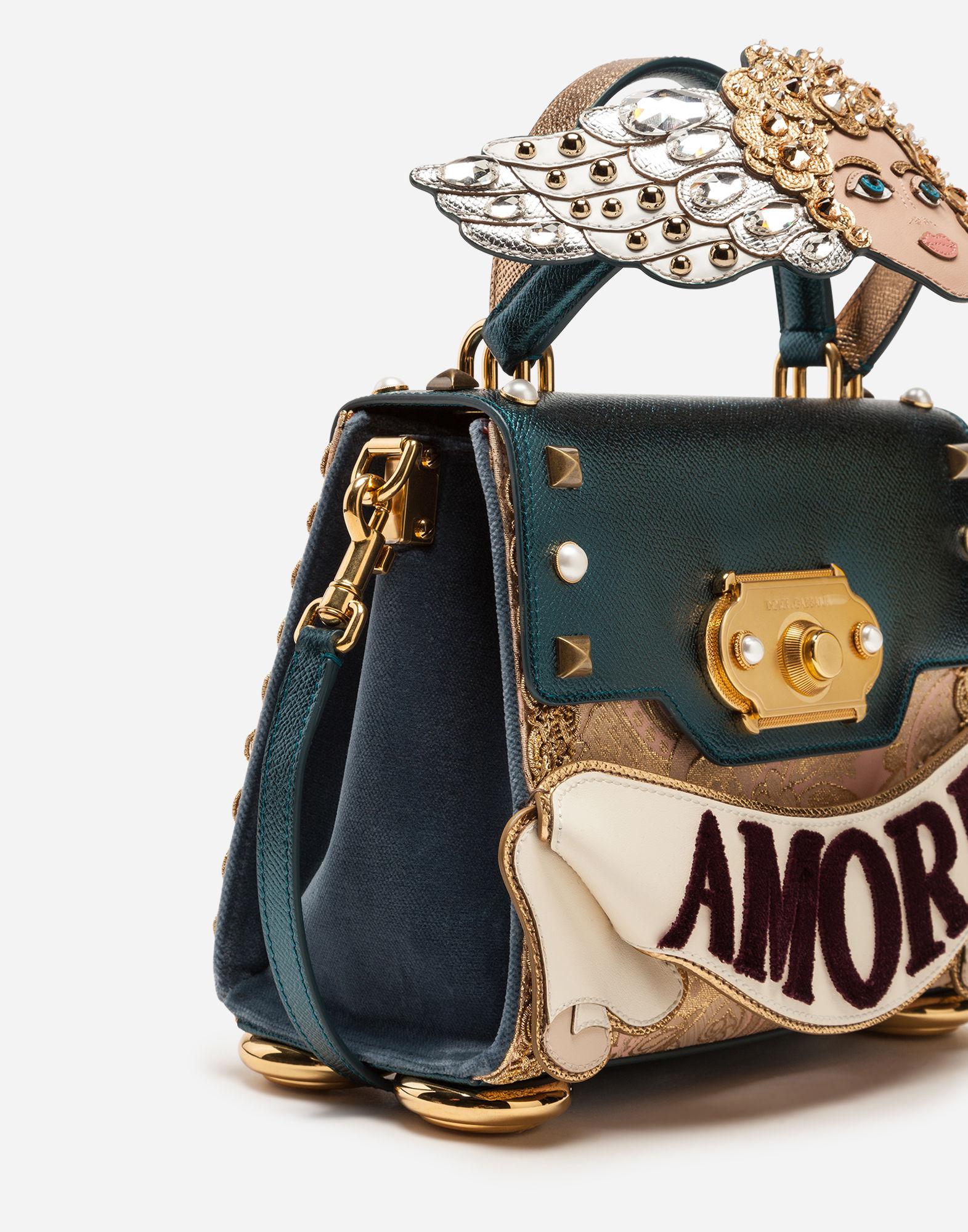 Lyst Dolce Gabbana Medium Welcome Handbag In A Mix Of Materials Lyst Dolce Gabbana Medium Welcome Handbag In A Mix Of Materials With Patch And Embroideries
