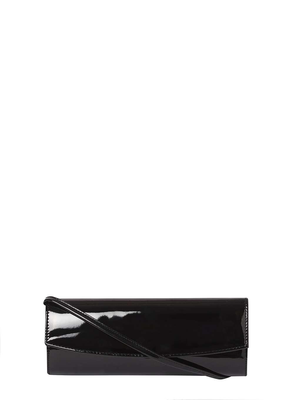 Dorothy Perkins Black Patent Structured Clutch in Black - Lyst