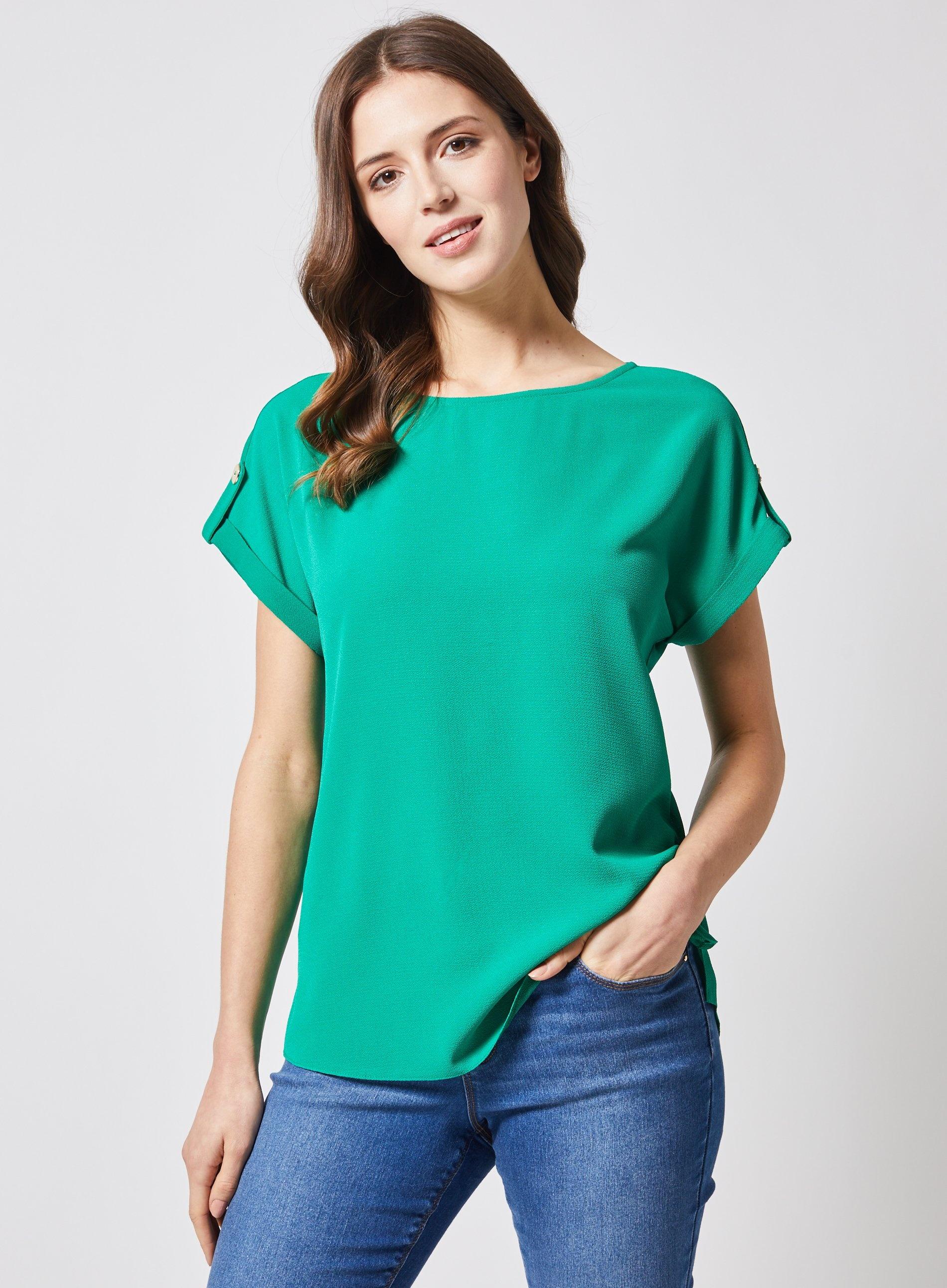 Dorothy Perkins Green Emerald Button T-shirt in Green - Lyst