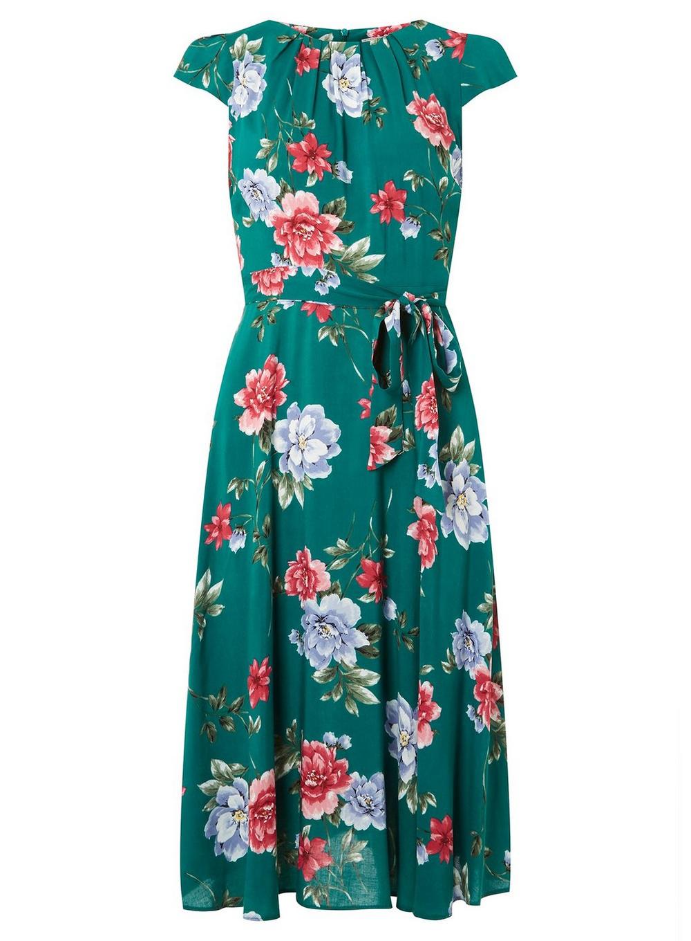 Lyst - Dorothy Perkins Billie & Blossom Petite Green Floral Print Dress ...