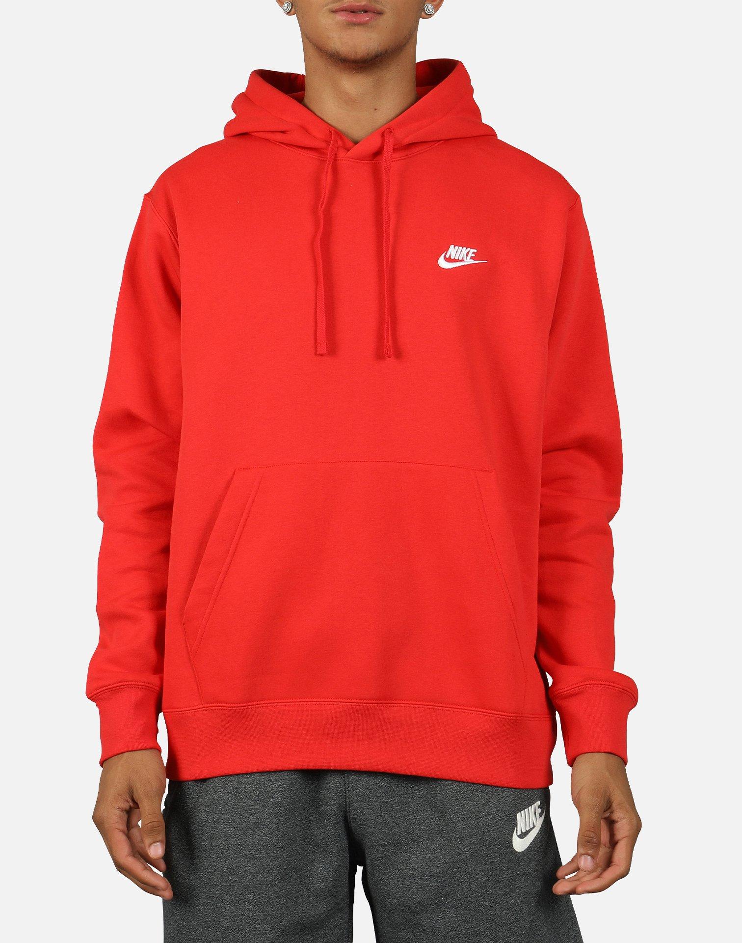 Nike Nsw Club Fleece Pullover Hoodie in Red for Men - Lyst