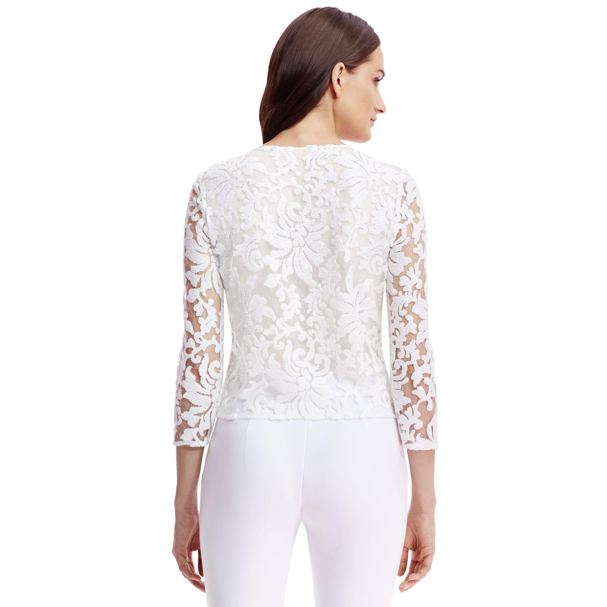 Lyst - Diane von Furstenberg Dvf Belle Embellished Lace Top in White