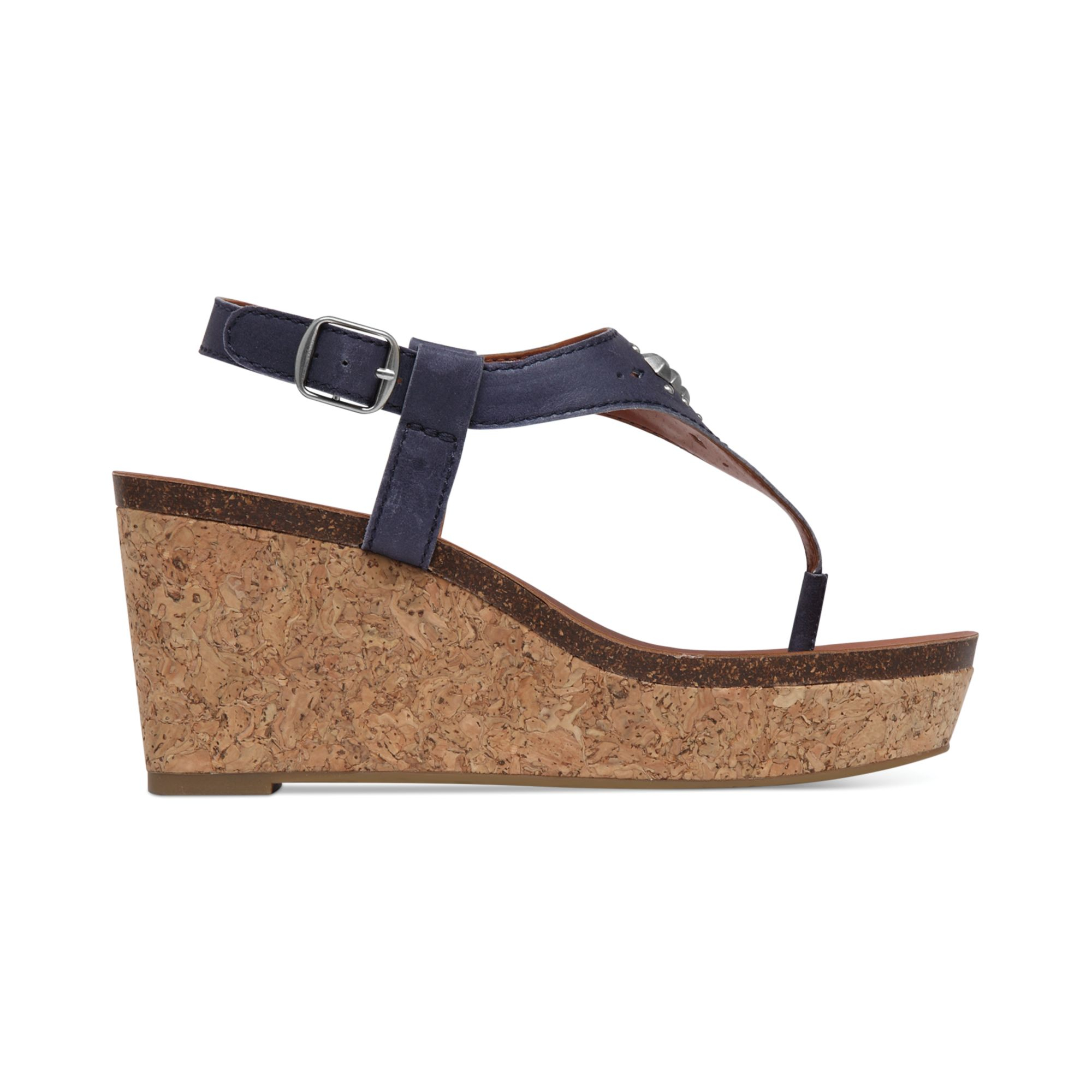 Lucky brand Womens Narnie Platform Wedge Thong Sandals in Blue | Lyst