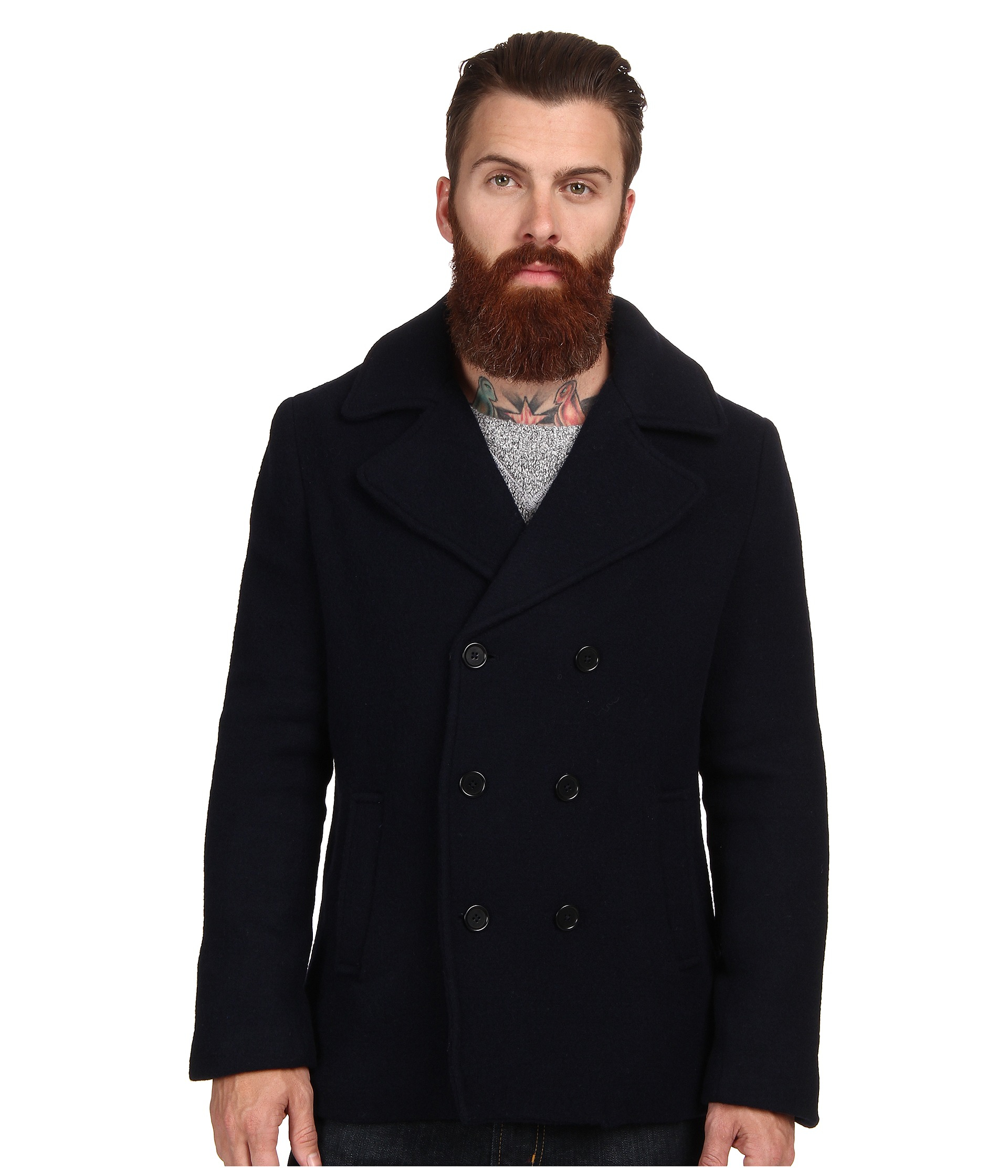 Gant rugger R Scruffy Pea Coat in Blue for Men (Navy) | Lyst