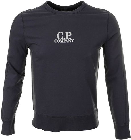 C P Company Cp Company Logo Crew Neck Jumper Shadow in Blue for Men | Lyst