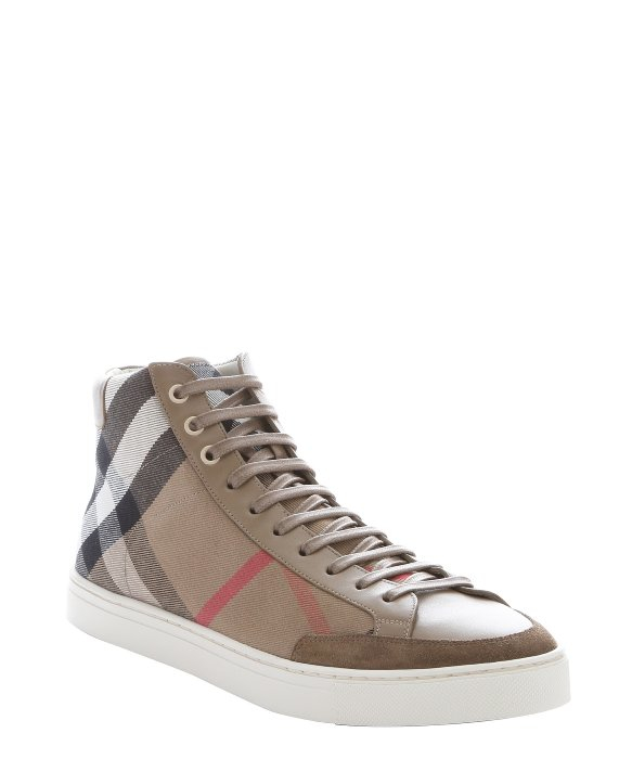 Burberry Olive House Check Canvas 'painton' High-top Sneakers in Brown ...
