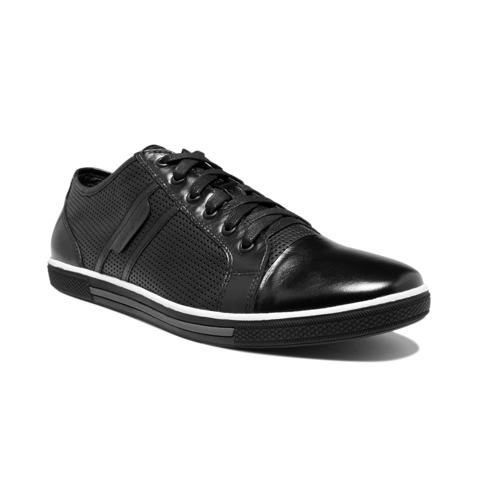 Kenneth Cole Down N Up Perforated Sneakers in Black for Men | Lyst