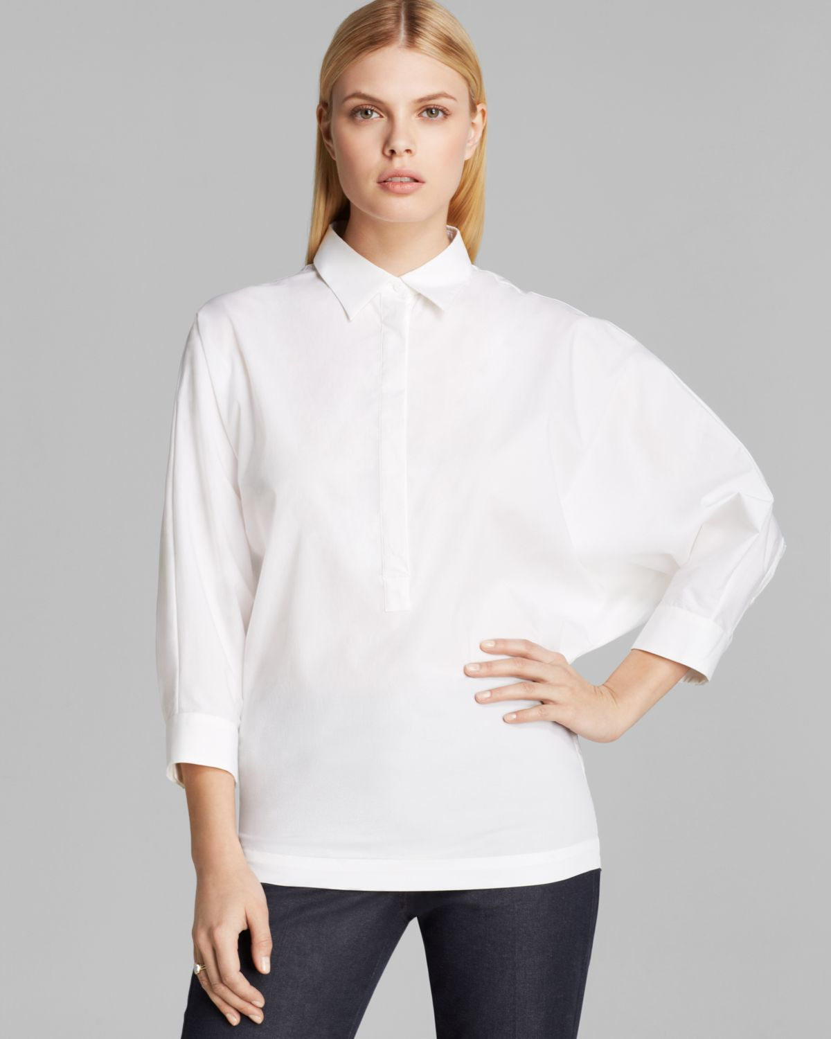 Max mara Shirt Reame Poplin Kimono Sleeve in White | Lyst