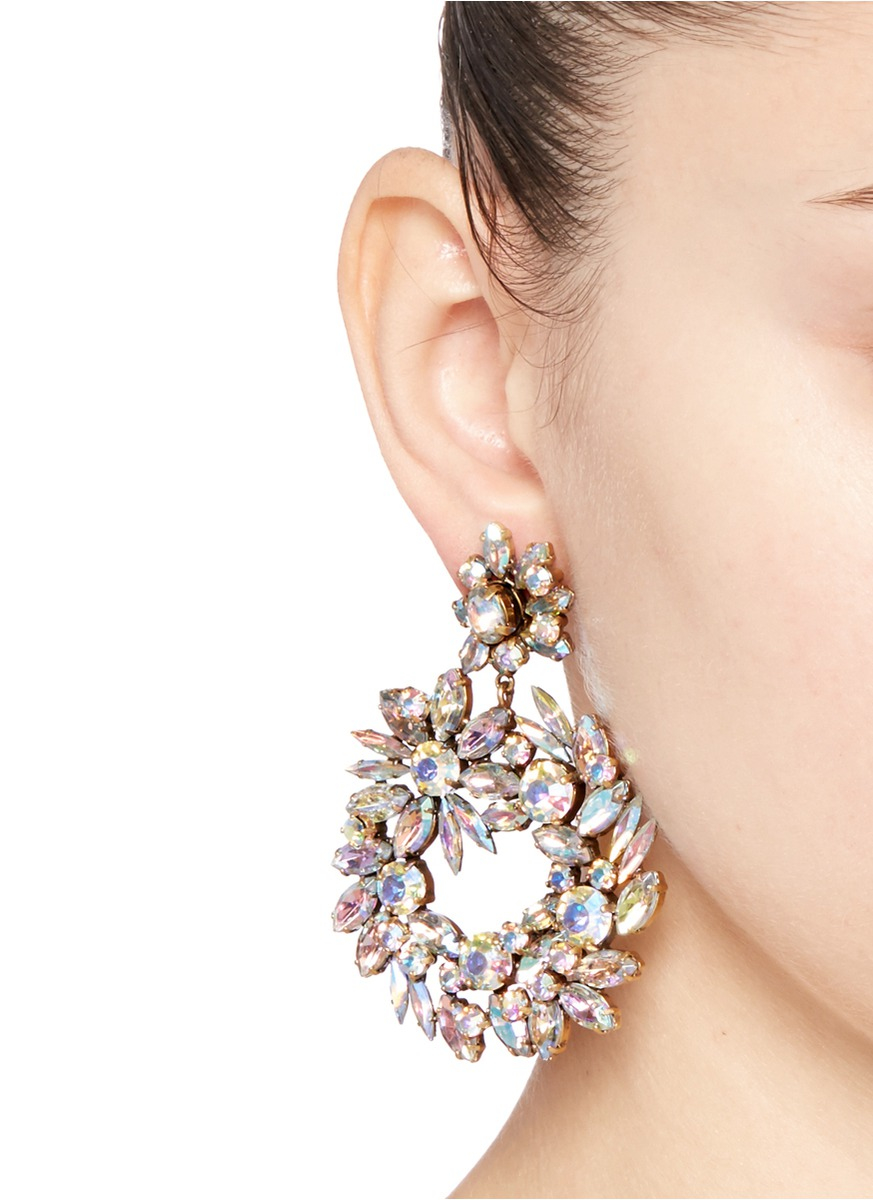 Crystal And Pearl Chandelier Earrings J Crew Musethecollective Lyst J Crew Crystal Wreath Earrings In Metallic