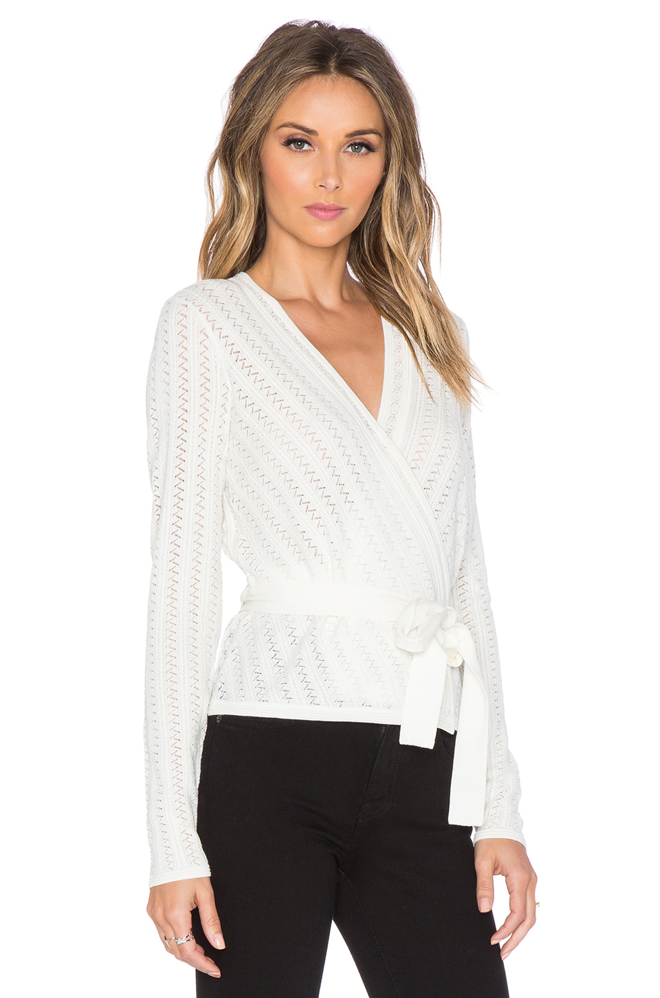 Lyst Diane Von Furstenberg Ballerina Wrap Sweater in White