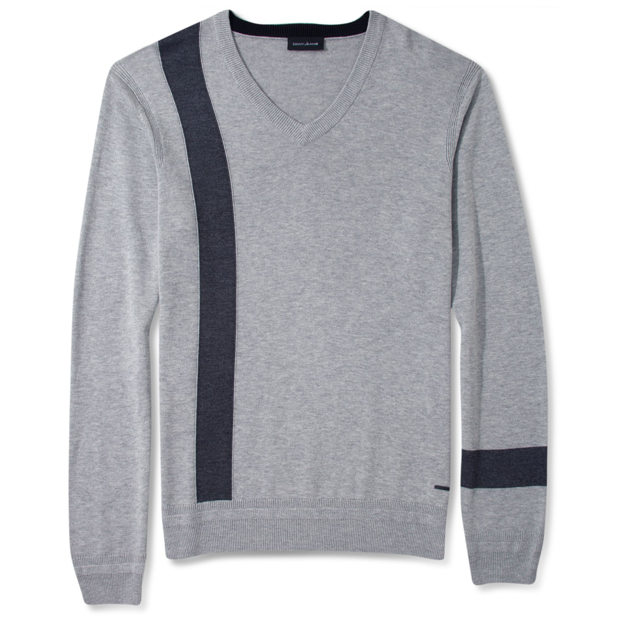 Lyst - Dkny Athletic Stripe Vneck Sweater in Gray for Men