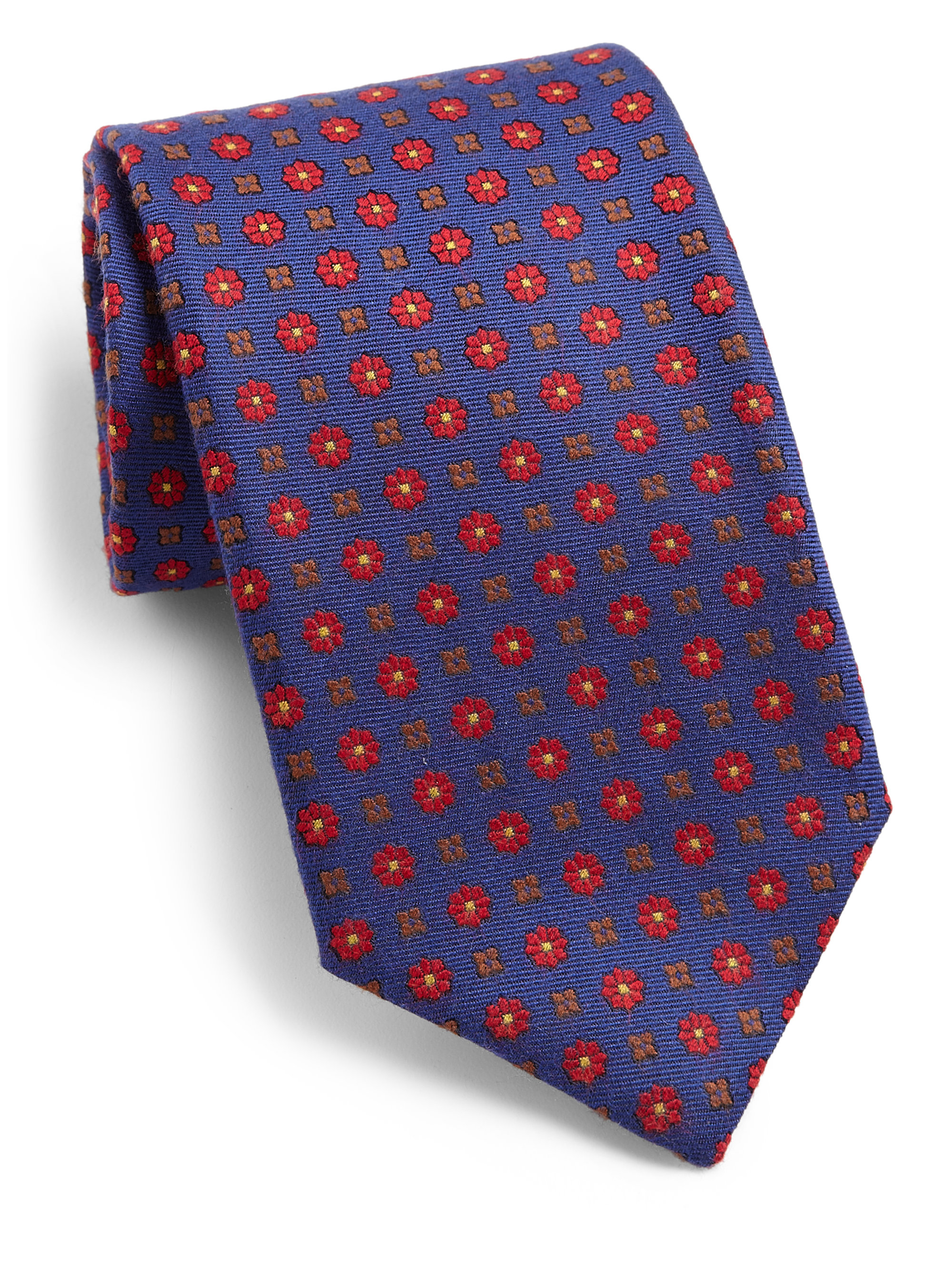Canali Flower Pattern Silk Tie in Blue for Men | Lyst