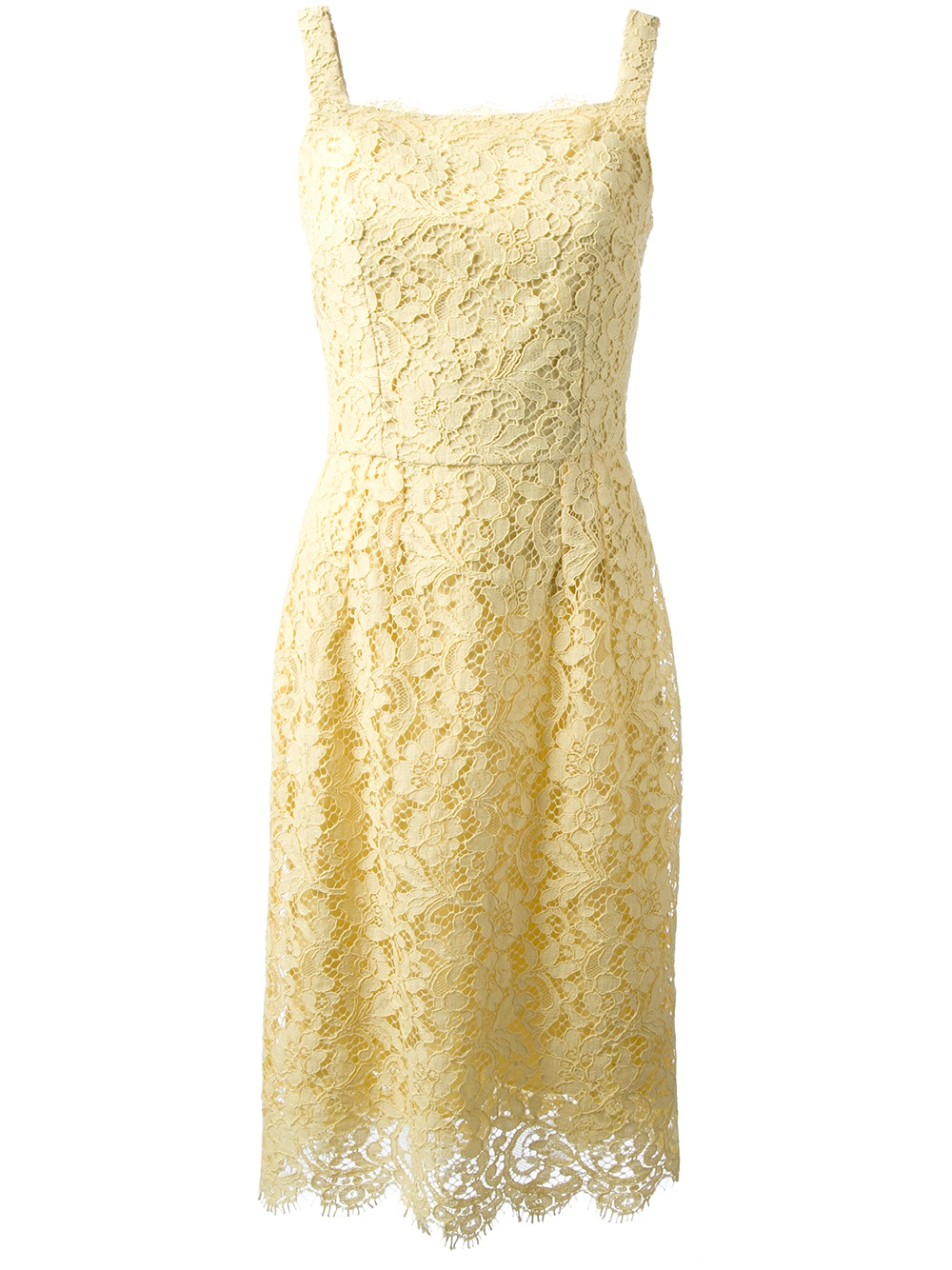 Lyst - Dolce & Gabbana Floral Lace Dress in Yellow