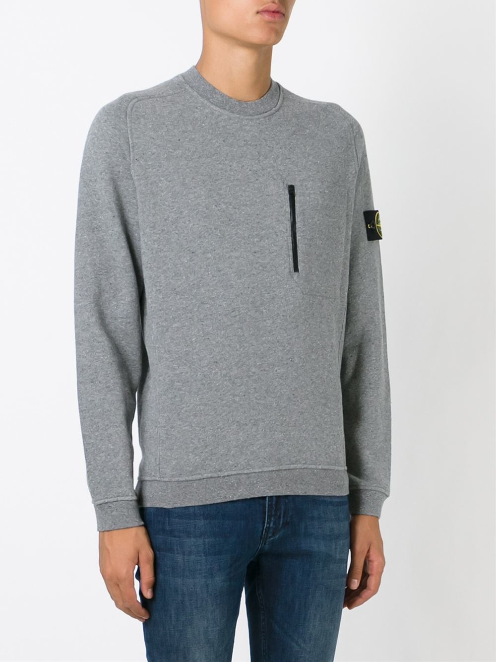 Stone Island Zip Chest Pocket Sweatshirt in Gray for Men - Lyst