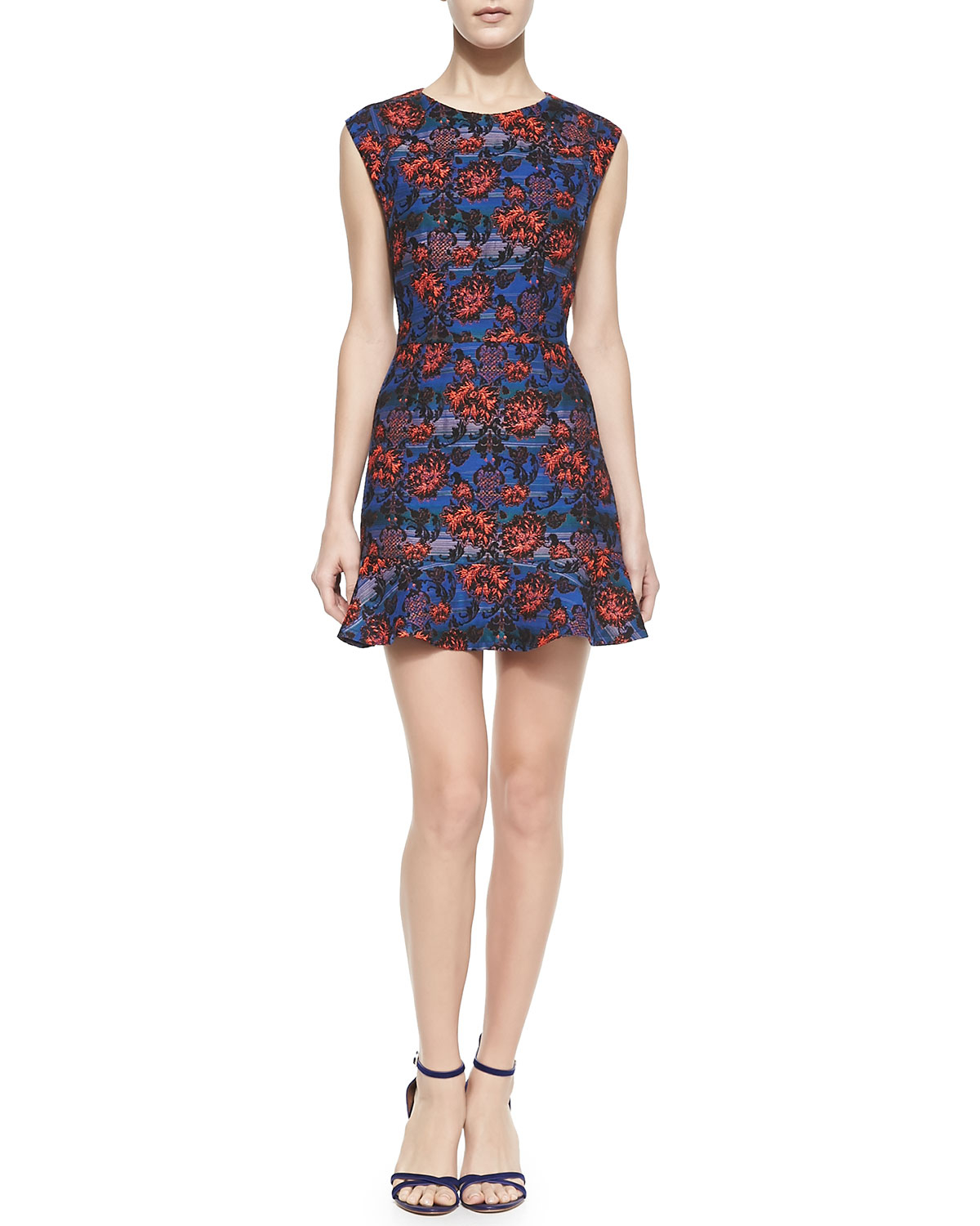 Twelfth Street Cynthia Vincent Cap-Sleeve Floral Flounce-Hem Mini Dress ...
